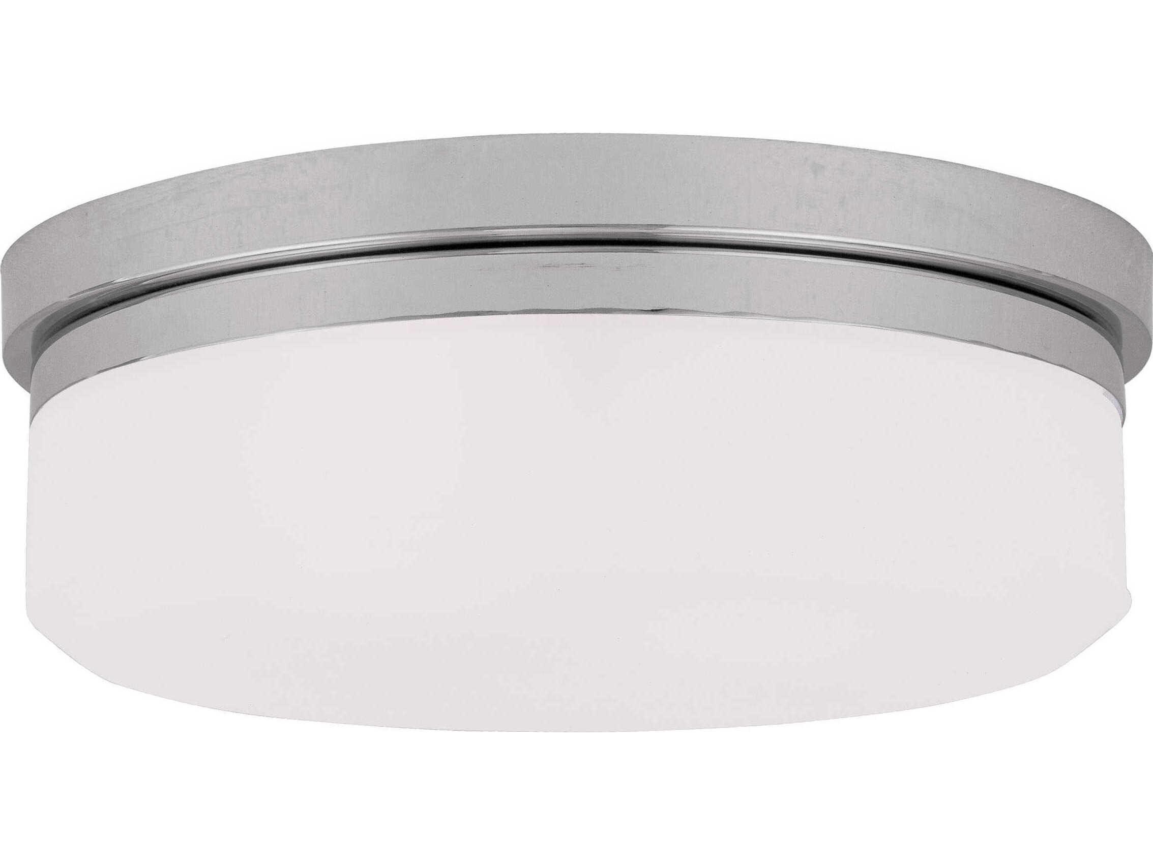 Livex Lighting Stratus 2-Light Polished Chrome White Glass Drum Flush Mount