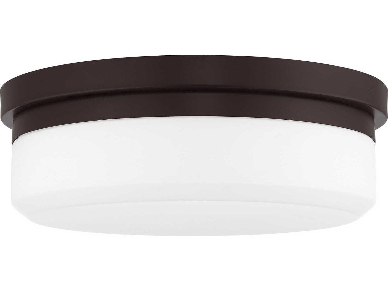 Livex Lighting Stratus 2-Light Bronze Glass Drum Flush Mount