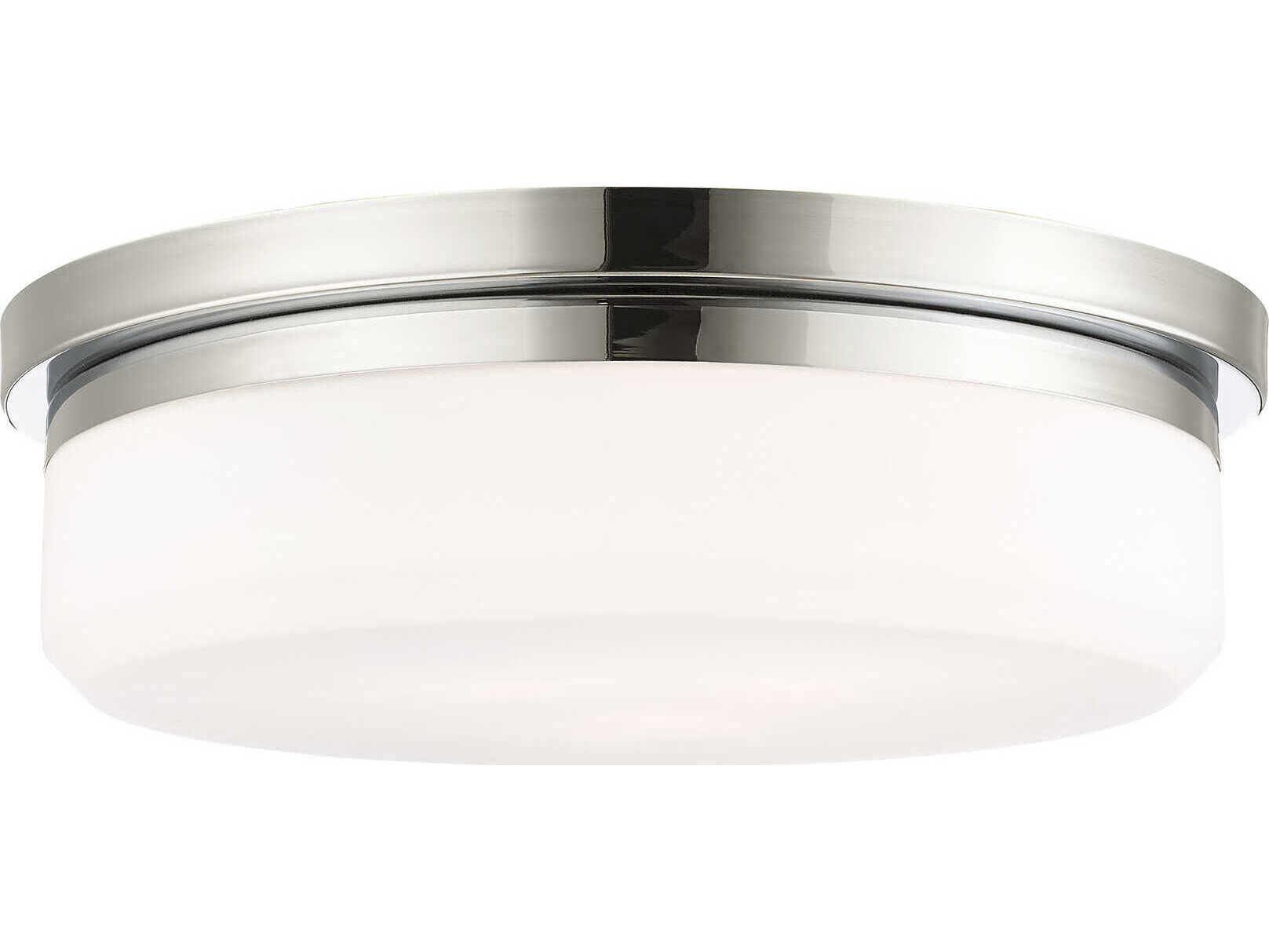 Livex Lighting Stratus 3-Light Polished Chrome White Glass Drum Flush Mount
