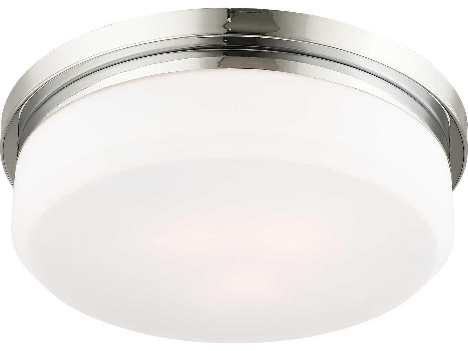 Livex Lighting Stratus 3-Light Polished Chrome White Glass Drum Flush Mount