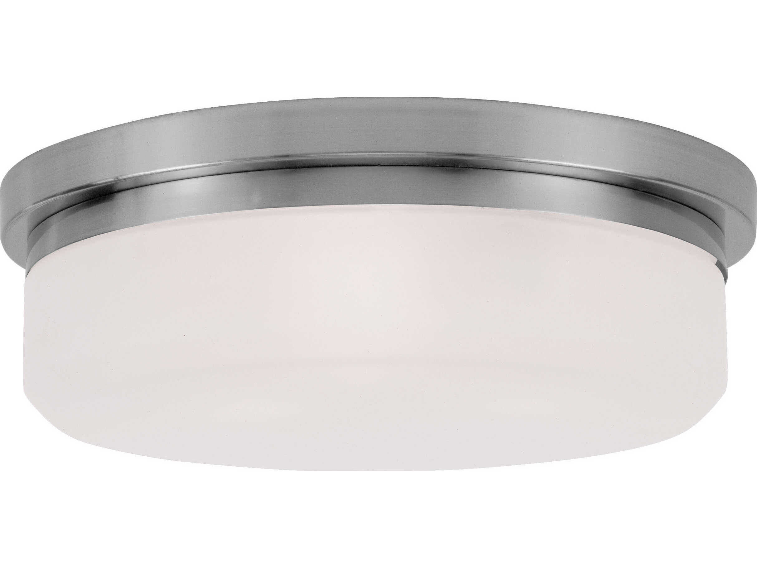 Livex Lighting Stratus 3-Light Brushed Nickel White Glass Drum Flush Mount
