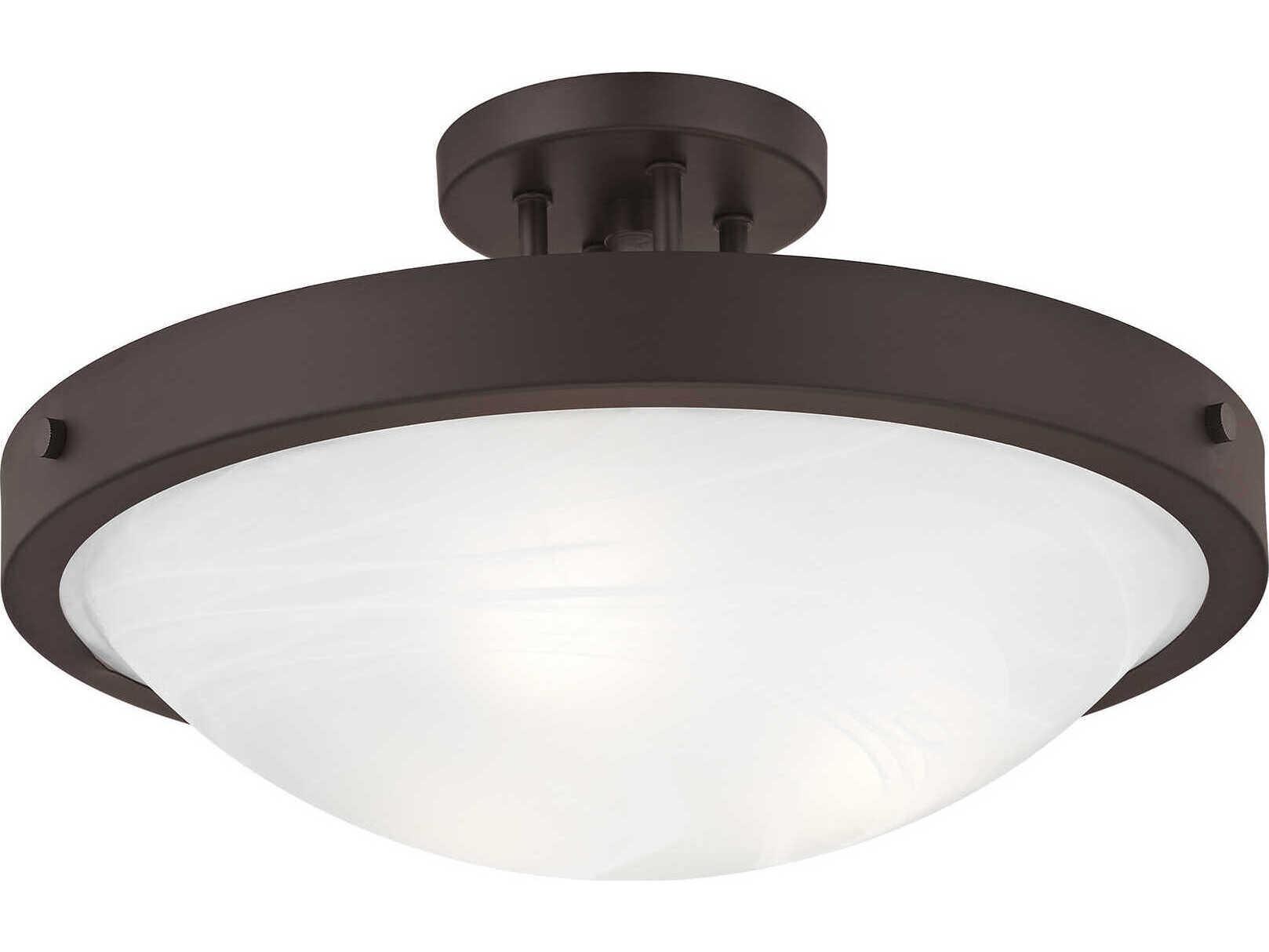 Livex Lighting New Brighton 3-Light Bronze Glass Bowl Semi Flush Mount