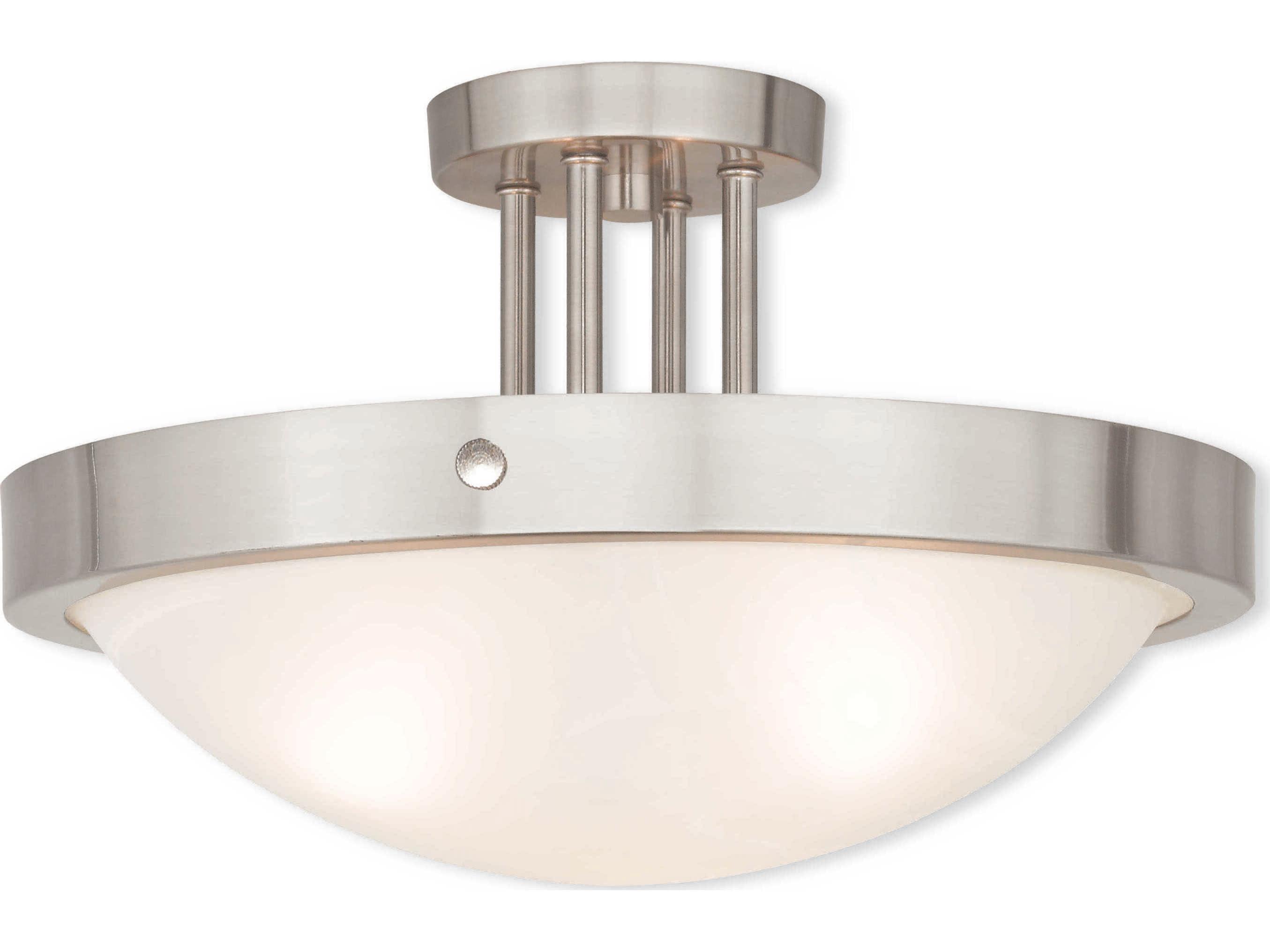 Livex Lighting New Brighton 3-Light Brushed Nickel Glass Bowl Semi Flush Mount