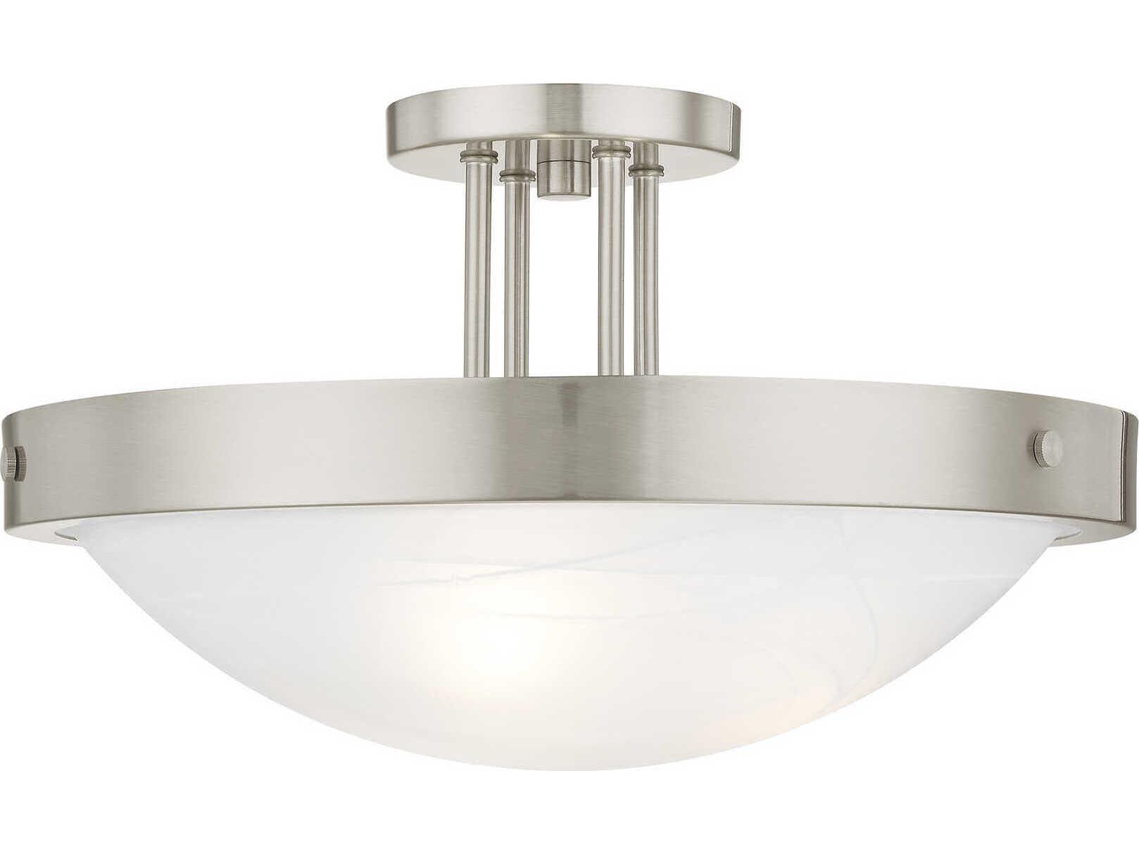 Livex Lighting New Brighton 3-Light Brushed Nickel Glass Bowl Semi Flush Mount
