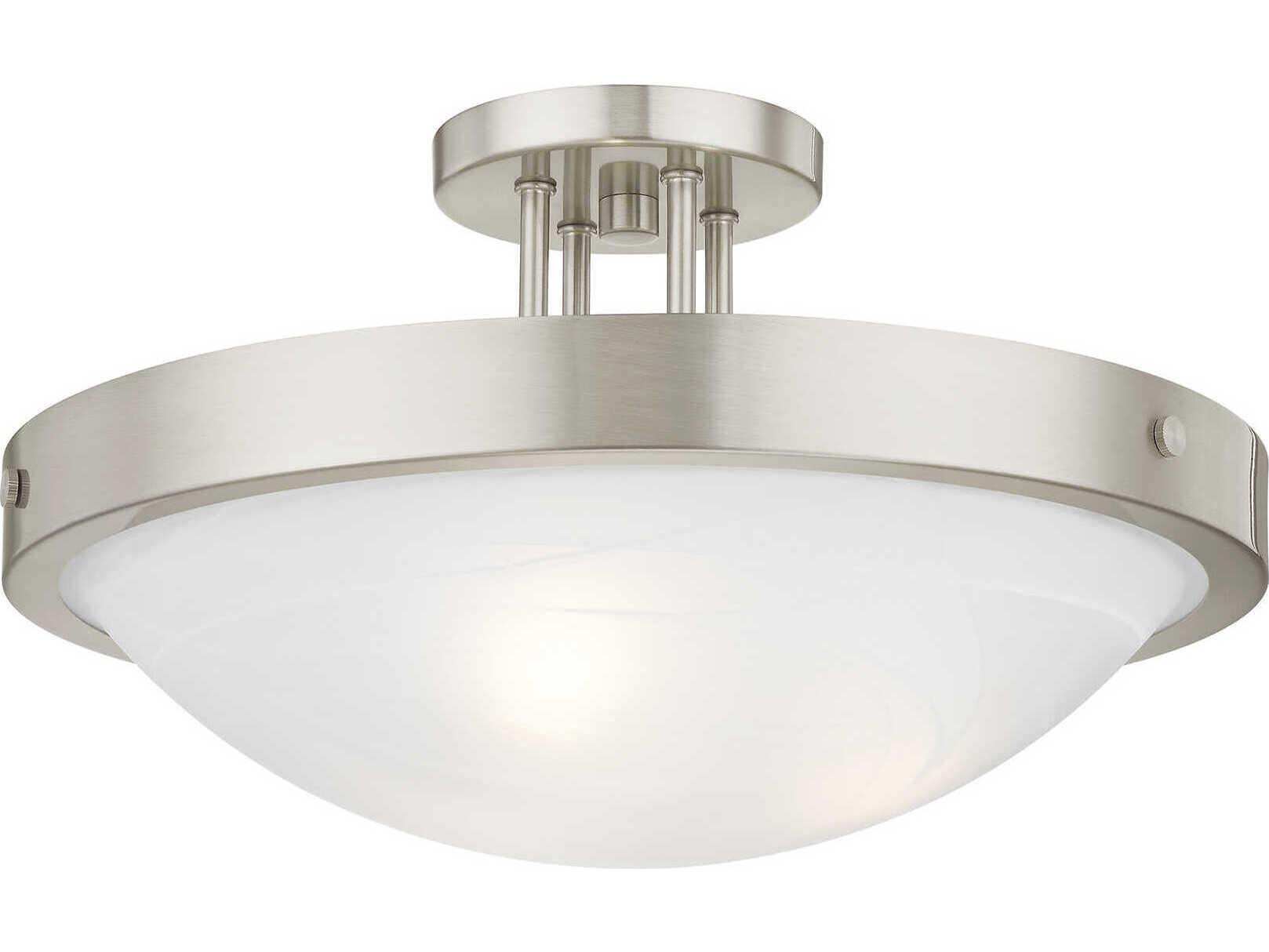 Livex Lighting New Brighton 3-Light Brushed Nickel Glass Bowl Semi Flush Mount