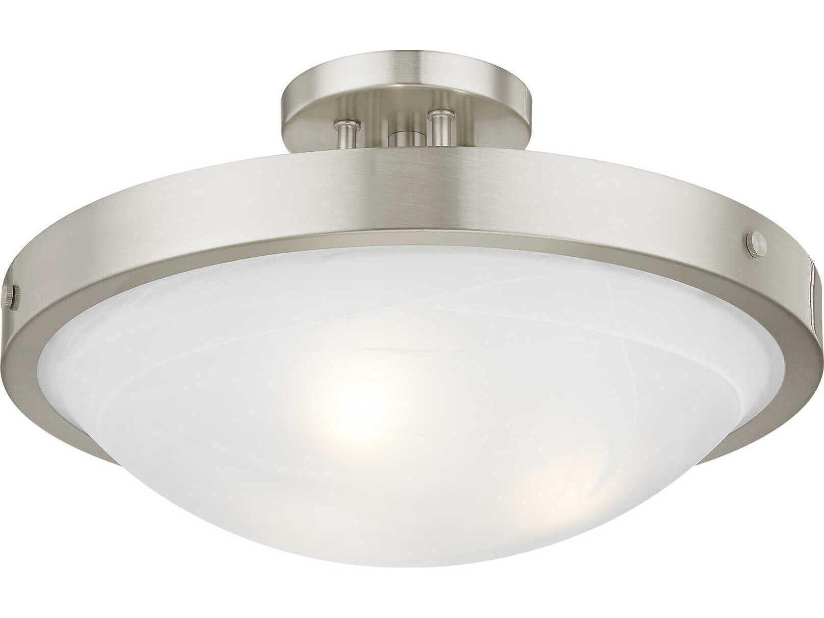 Livex Lighting New Brighton 3-Light Brushed Nickel Glass Bowl Semi Flush Mount