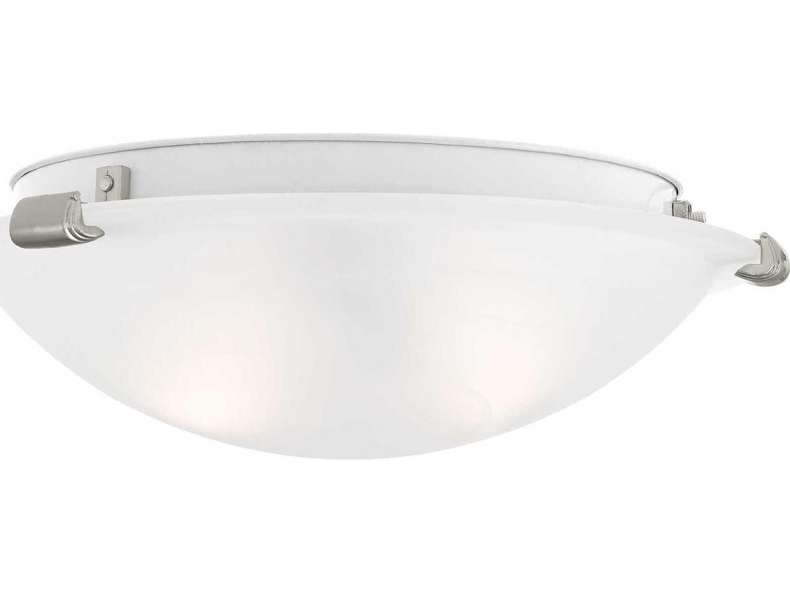 Livex Lighting Oasis 2-Light Brushed Nickel Glass Bowl Flush Mount