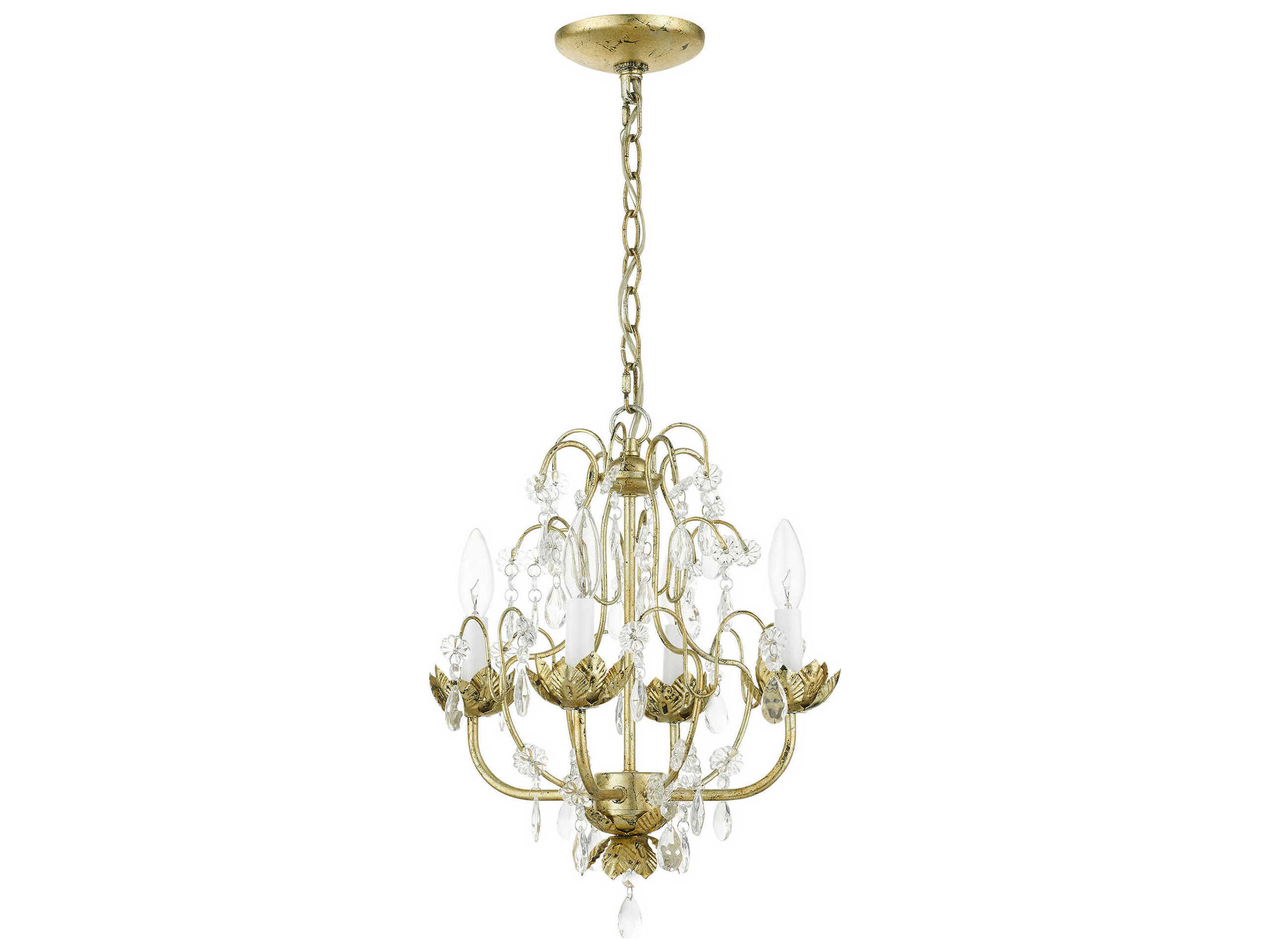 Livex Lighting Acanthus 4-Light Winter Gold Crystal Chandelier