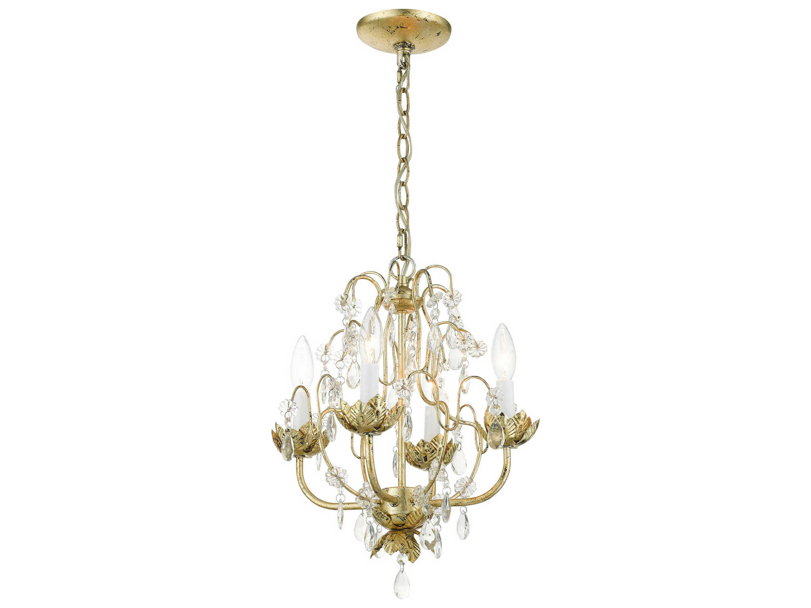 Livex Lighting Acanthus 4-Light Winter Gold Crystal Chandelier