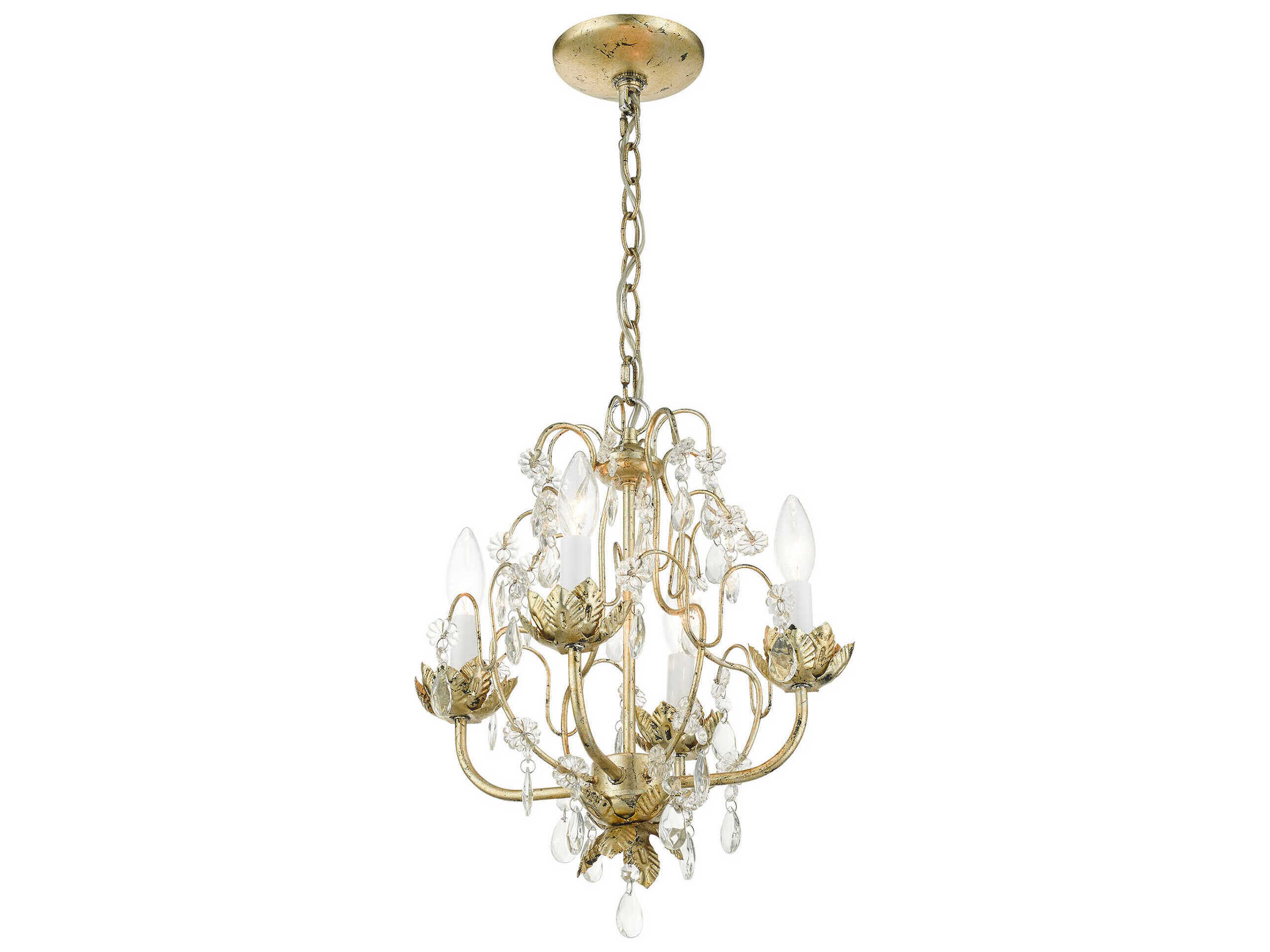 Livex Lighting Acanthus 4-Light Winter Gold Crystal Chandelier
