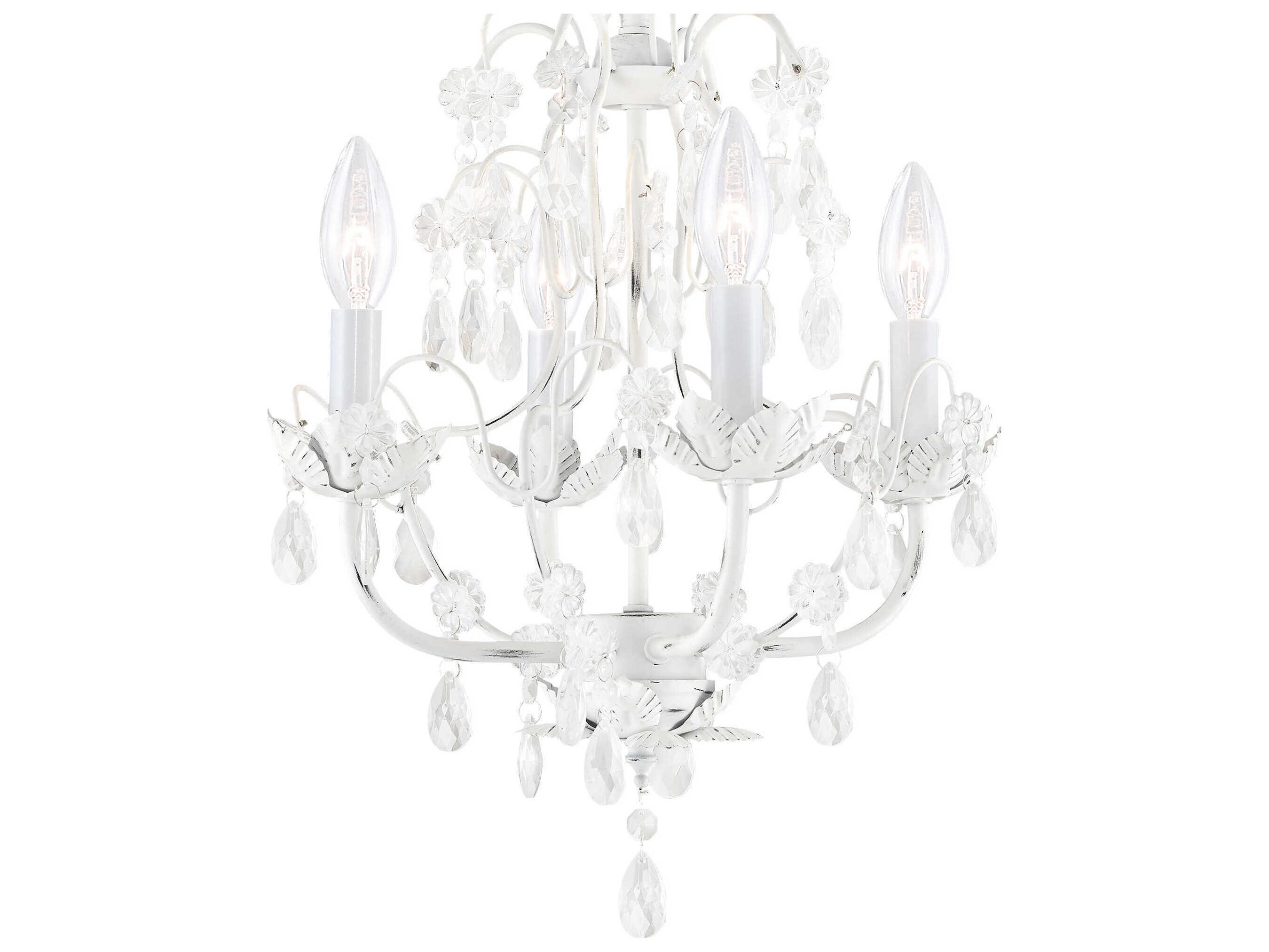 Livex Lighting Athena 4-Light Antique White Crystal Candelabra Chandelier