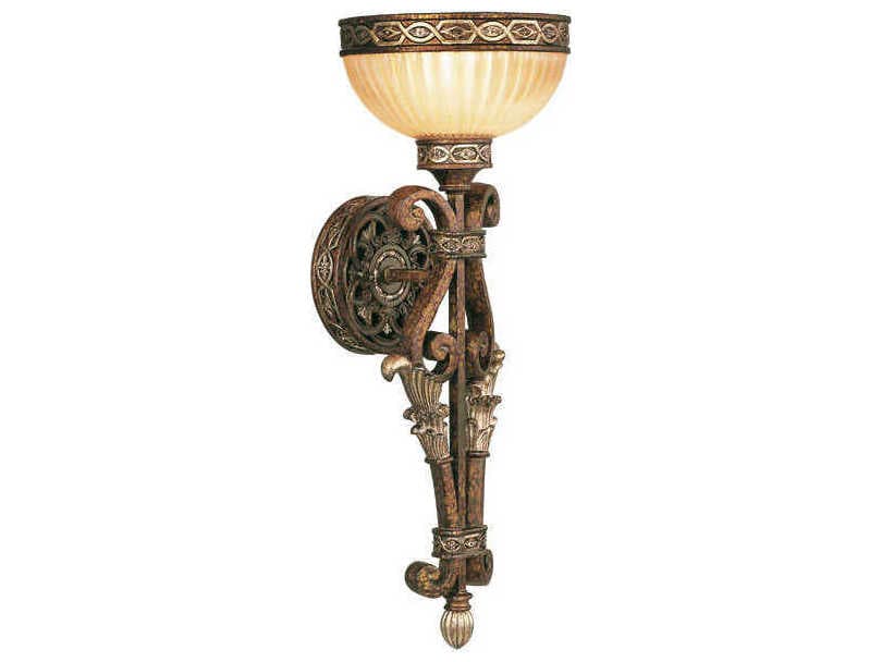 Livex Lighting Seville 1-Light Palacial Bronze Gilded Glass Wall Sconce