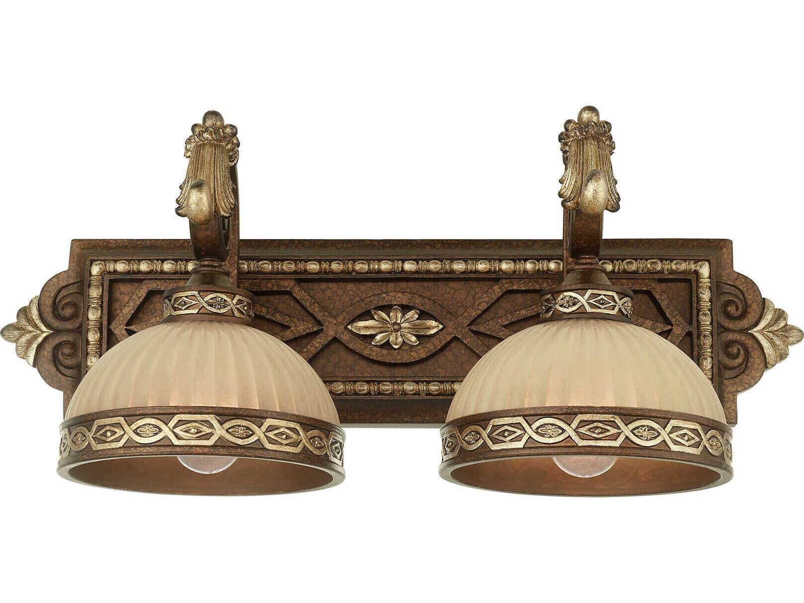 Livex Lighting Seville 2-Light Palacial Bronze Gilded Glass Vanity Light