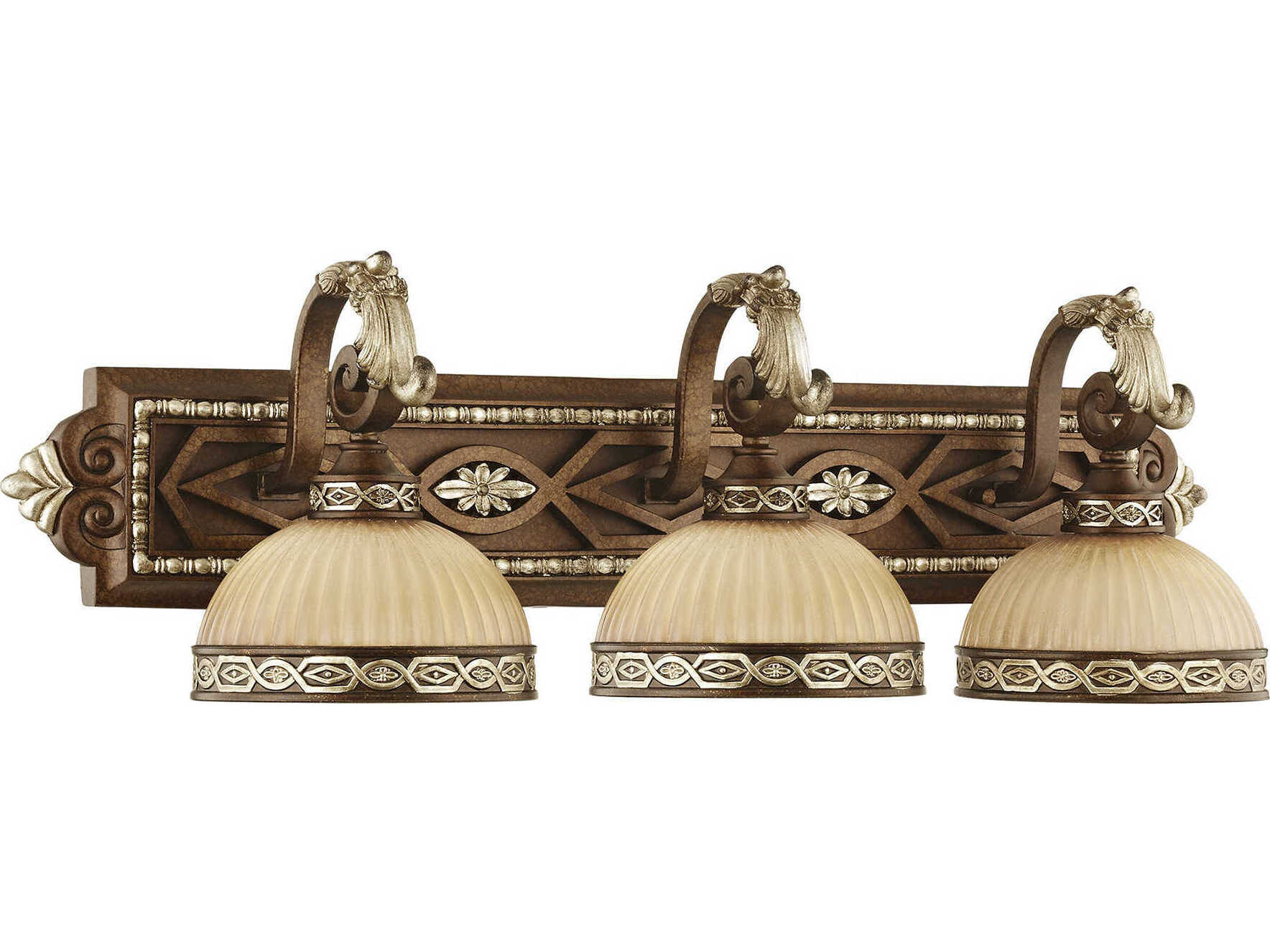 Livex Lighting Seville 3-Light Palacial Bronze Gilded Gold Glass Vanity Light