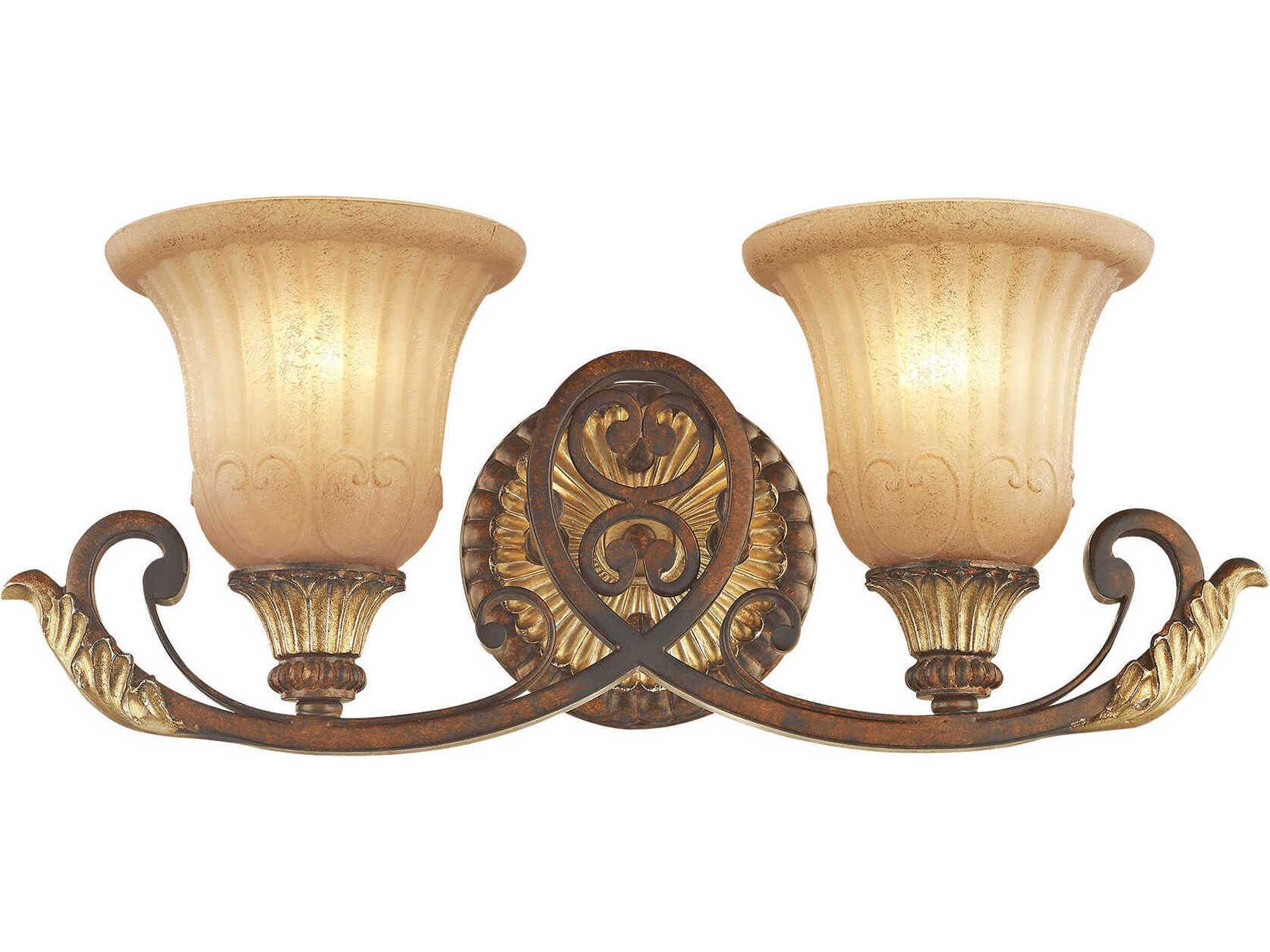 Livex Lighting Villa Verona 2-Light Bronze Aged Gold Leaf Glass Vanity Light