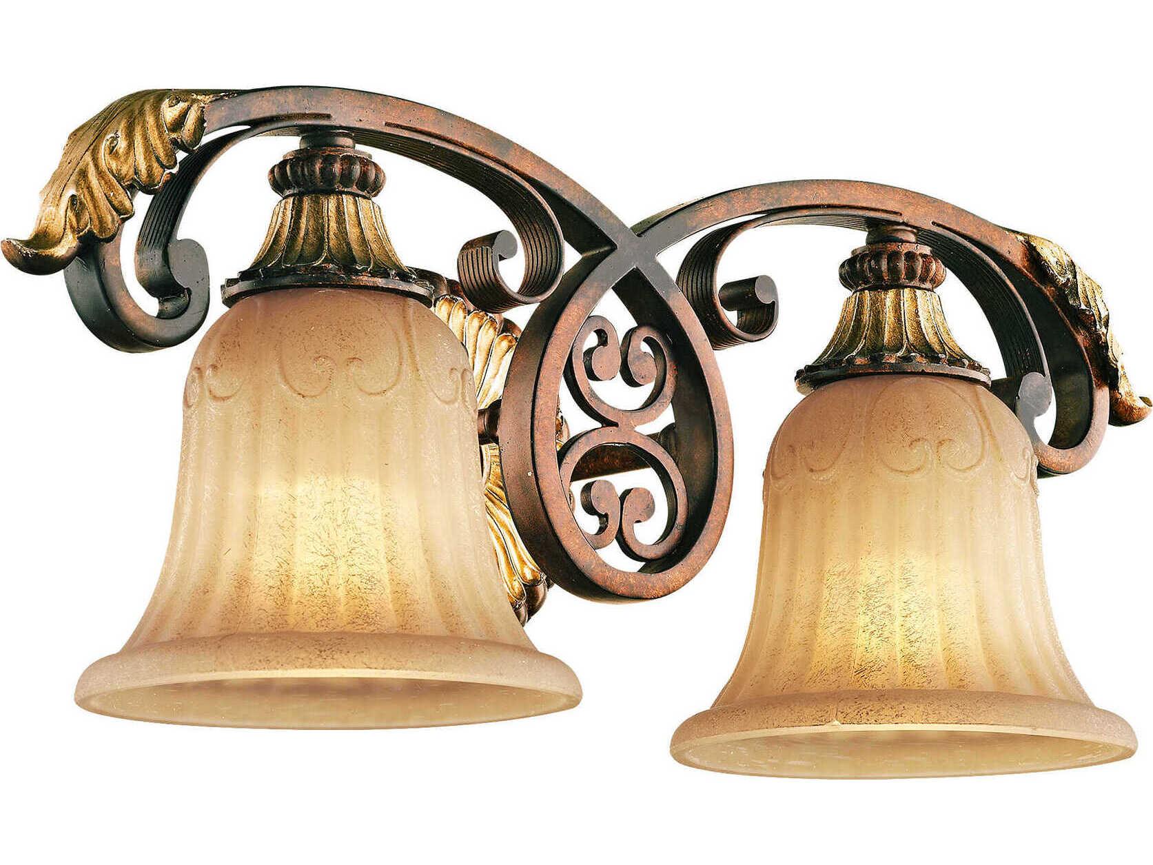 Livex Lighting Villa Verona 2-Light Bronze Aged Gold Leaf Glass Vanity Light