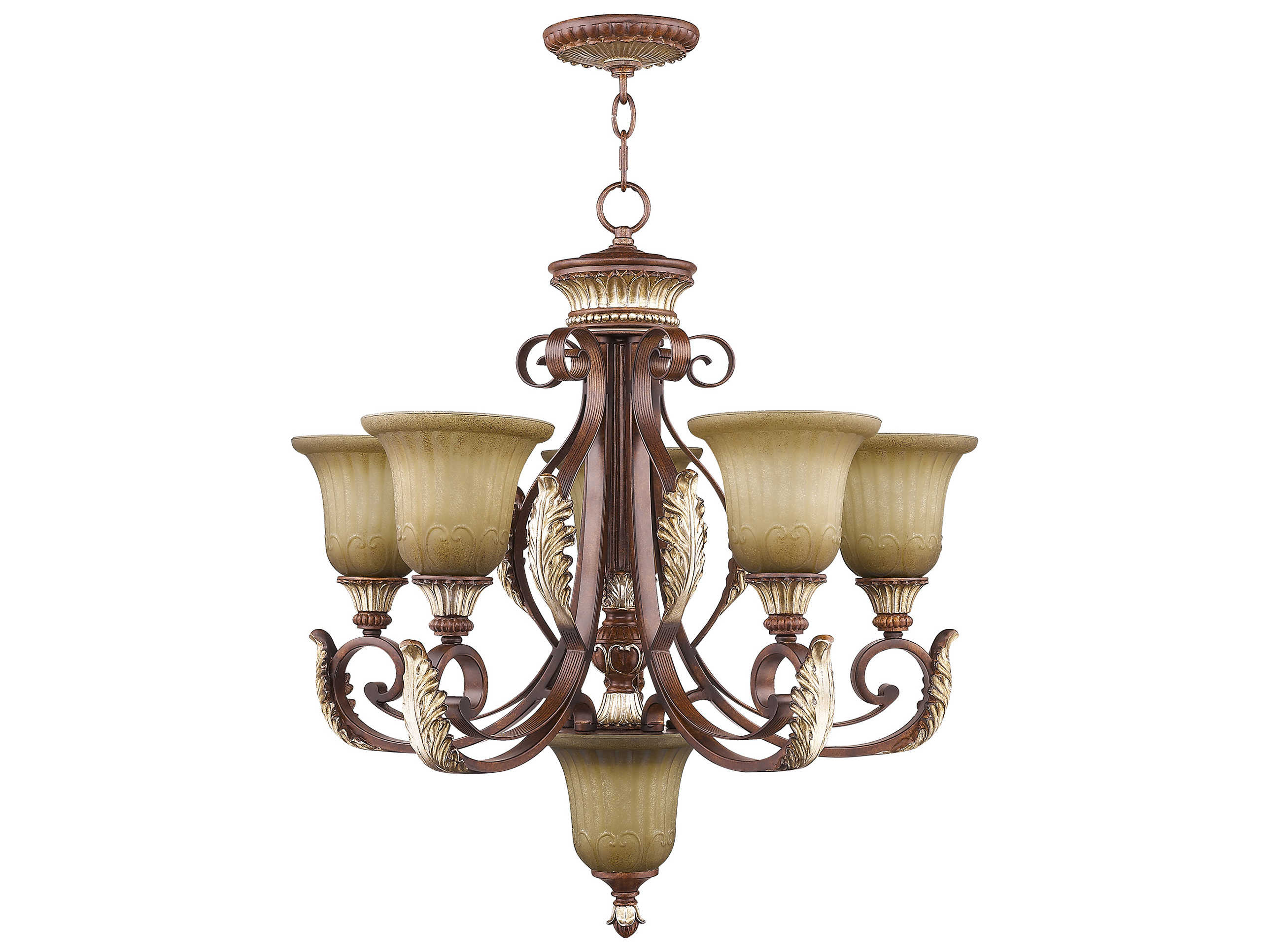Livex Lighting Villa Verona 5-Light Bronze Glass Bell Chandelier