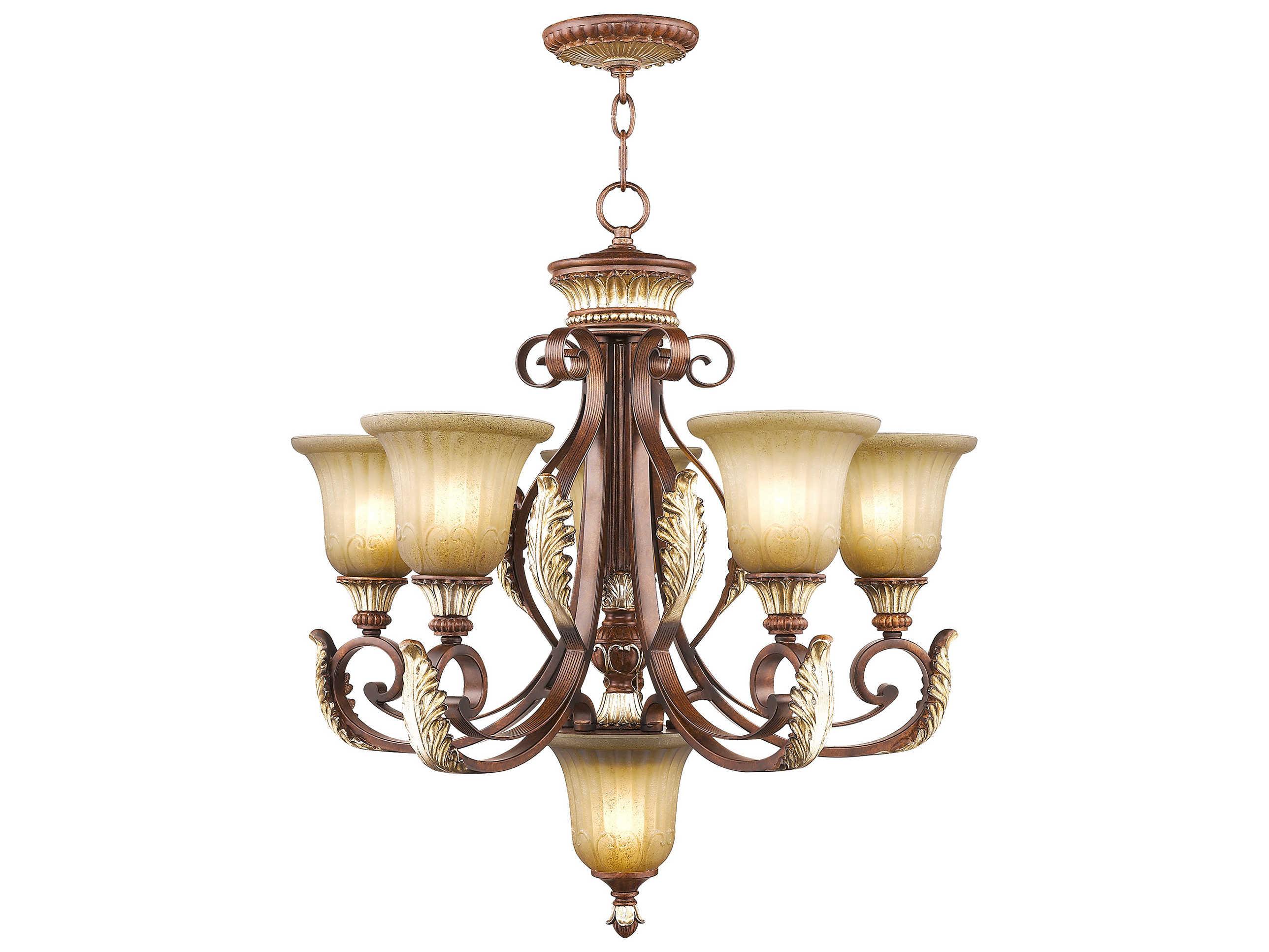 Livex Lighting Villa Verona 5-Light Bronze Glass Bell Chandelier