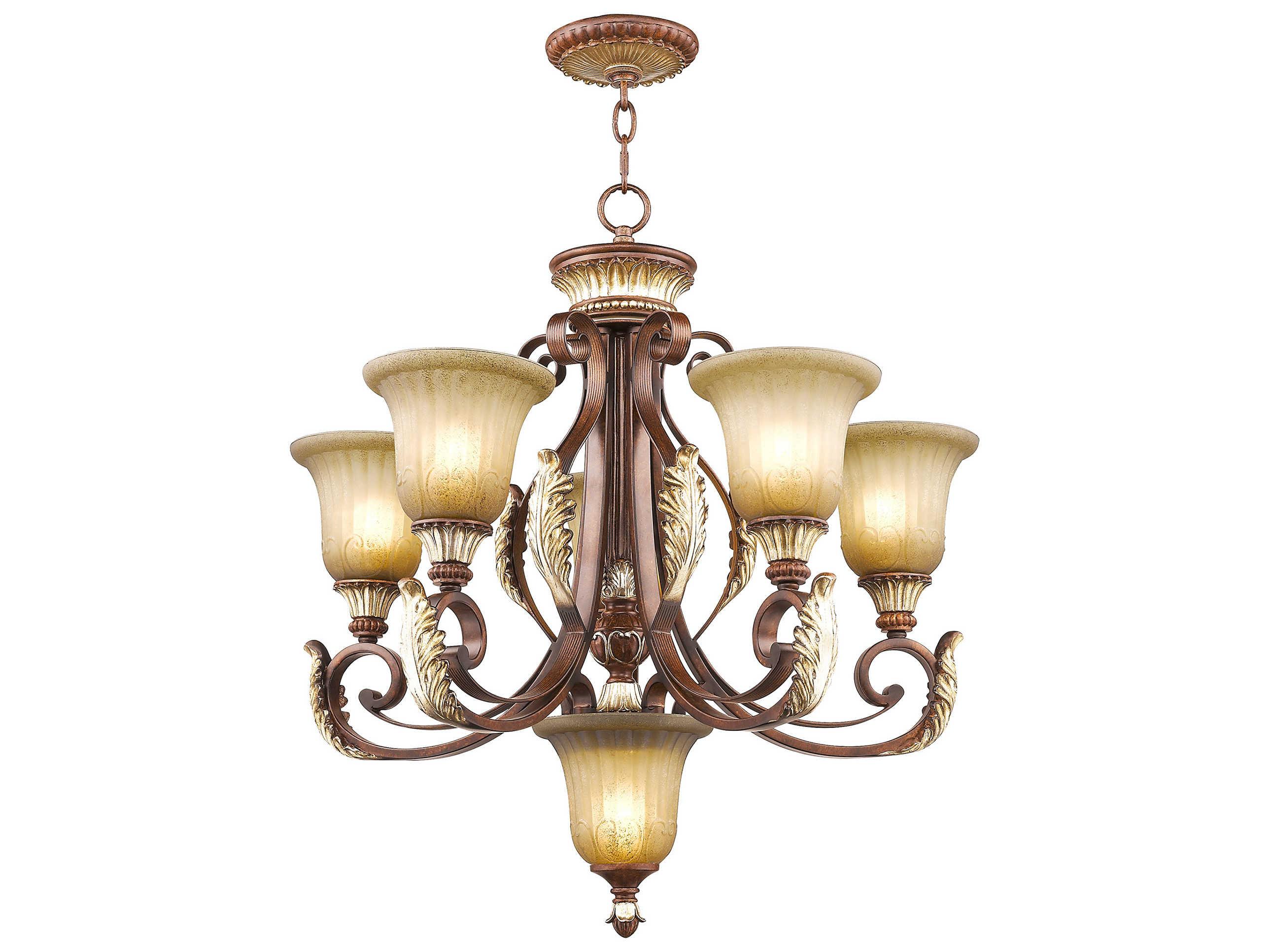 Livex Lighting Villa Verona 5-Light Bronze Glass Bell Chandelier
