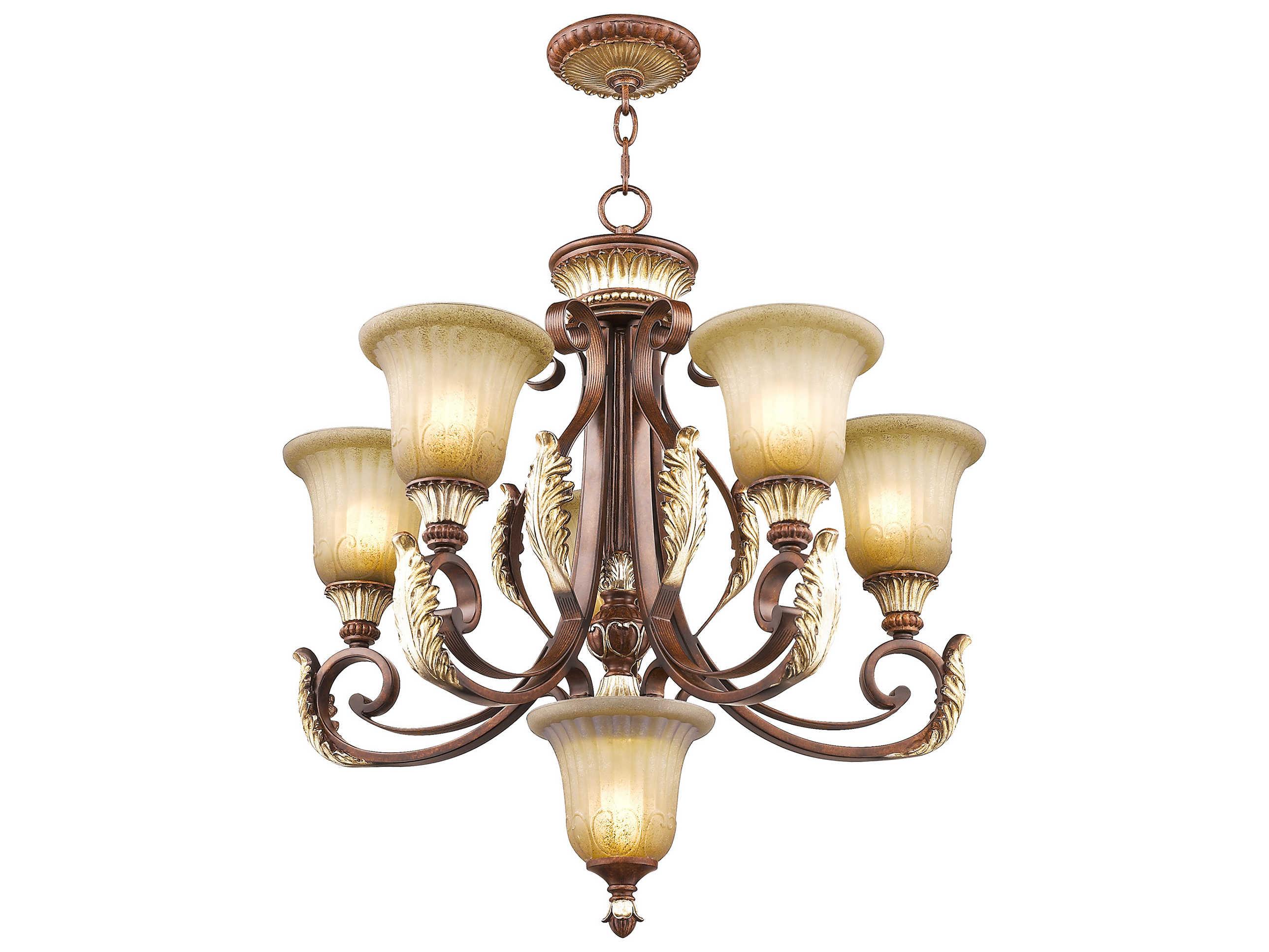 Livex Lighting Villa Verona 5-Light Bronze Glass Bell Chandelier