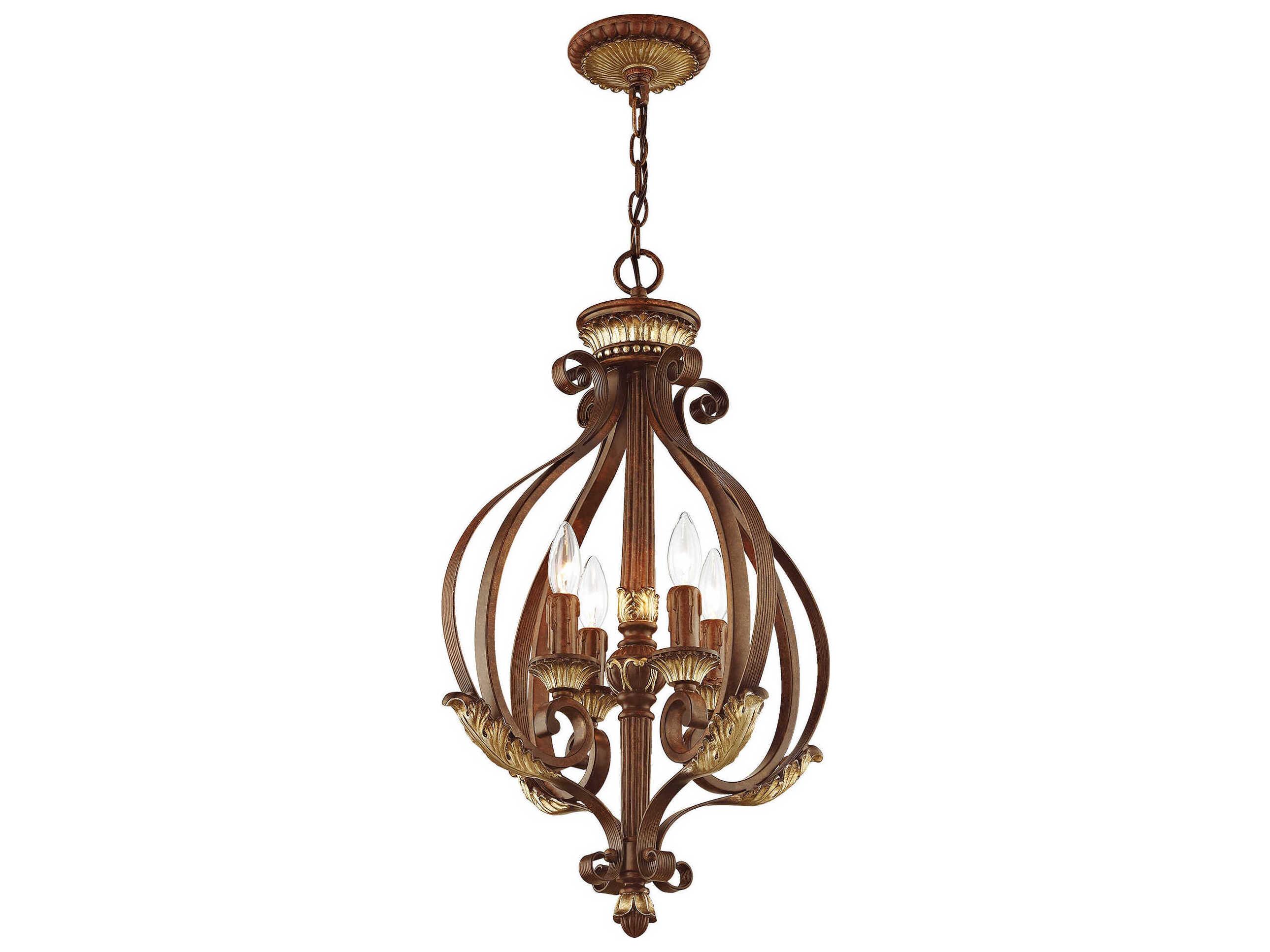 Livex Lighting Villa Verona 4-Light Bronze Aged Gold Leaf Candelabra Chandelier