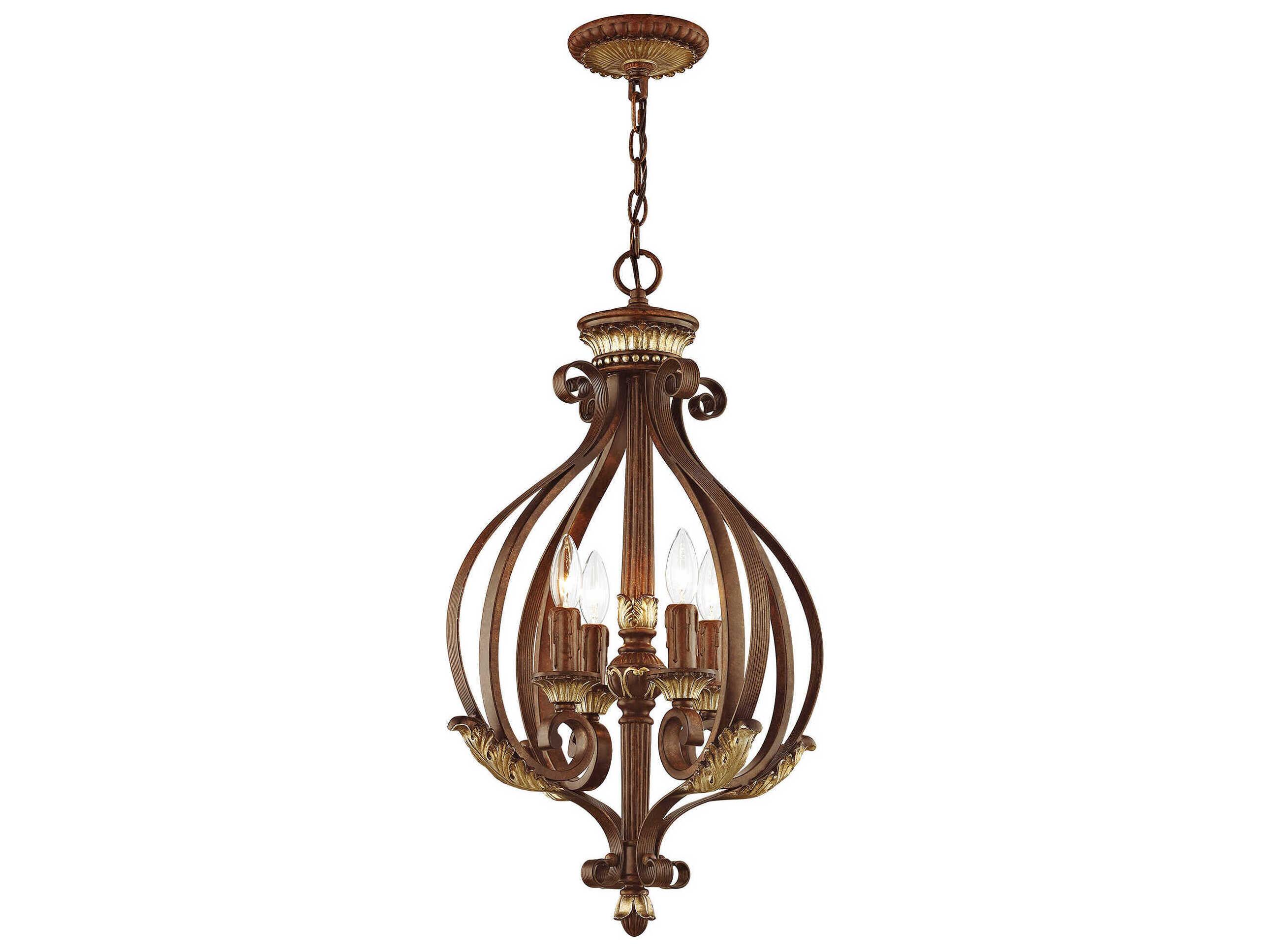 Livex Lighting Villa Verona 4-Light Bronze Aged Gold Leaf Candelabra Chandelier