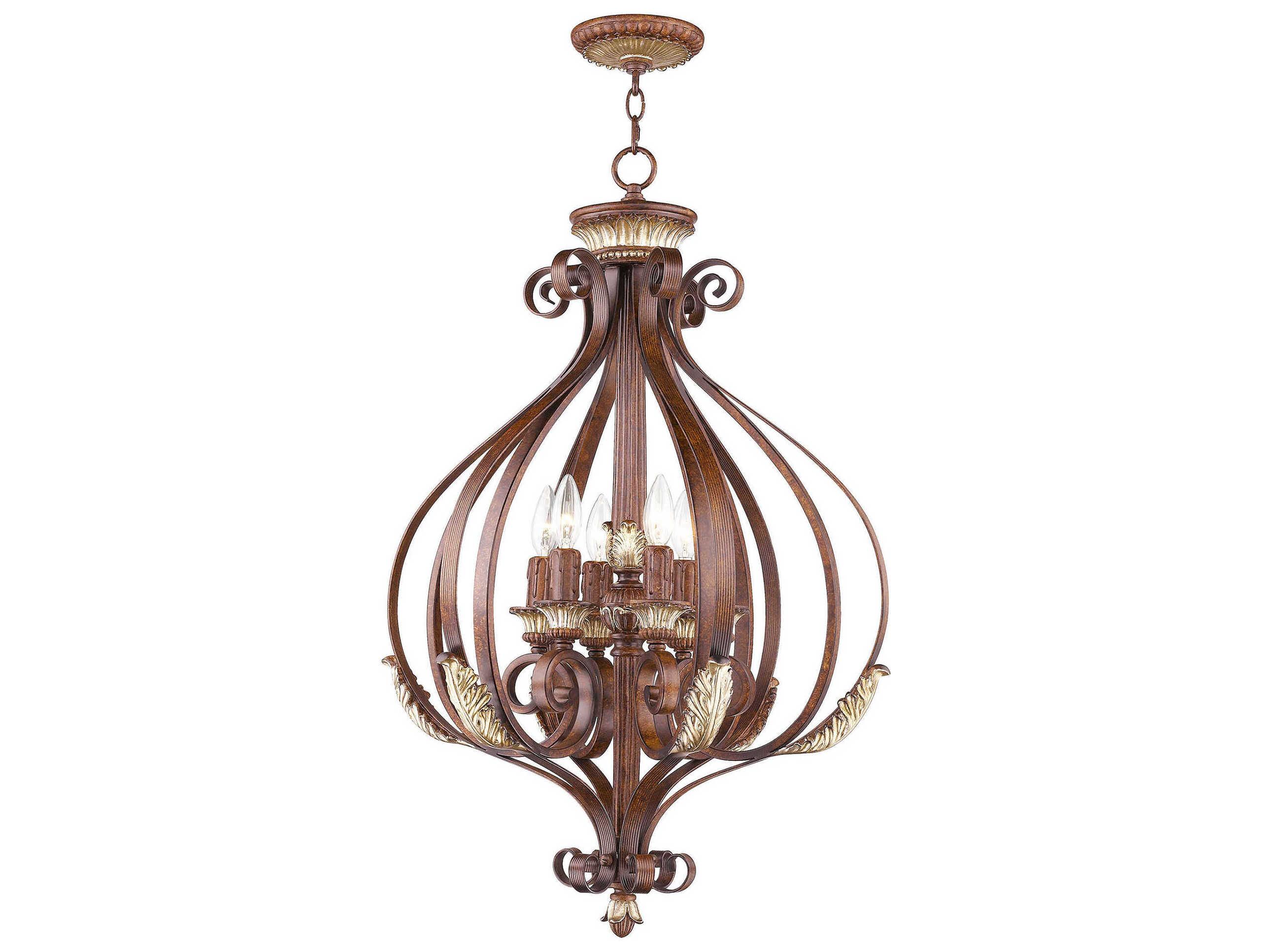 Livex Lighting Villa Verona 6-Light Bronze Aged Gold Leaf Candelabra Chandelier