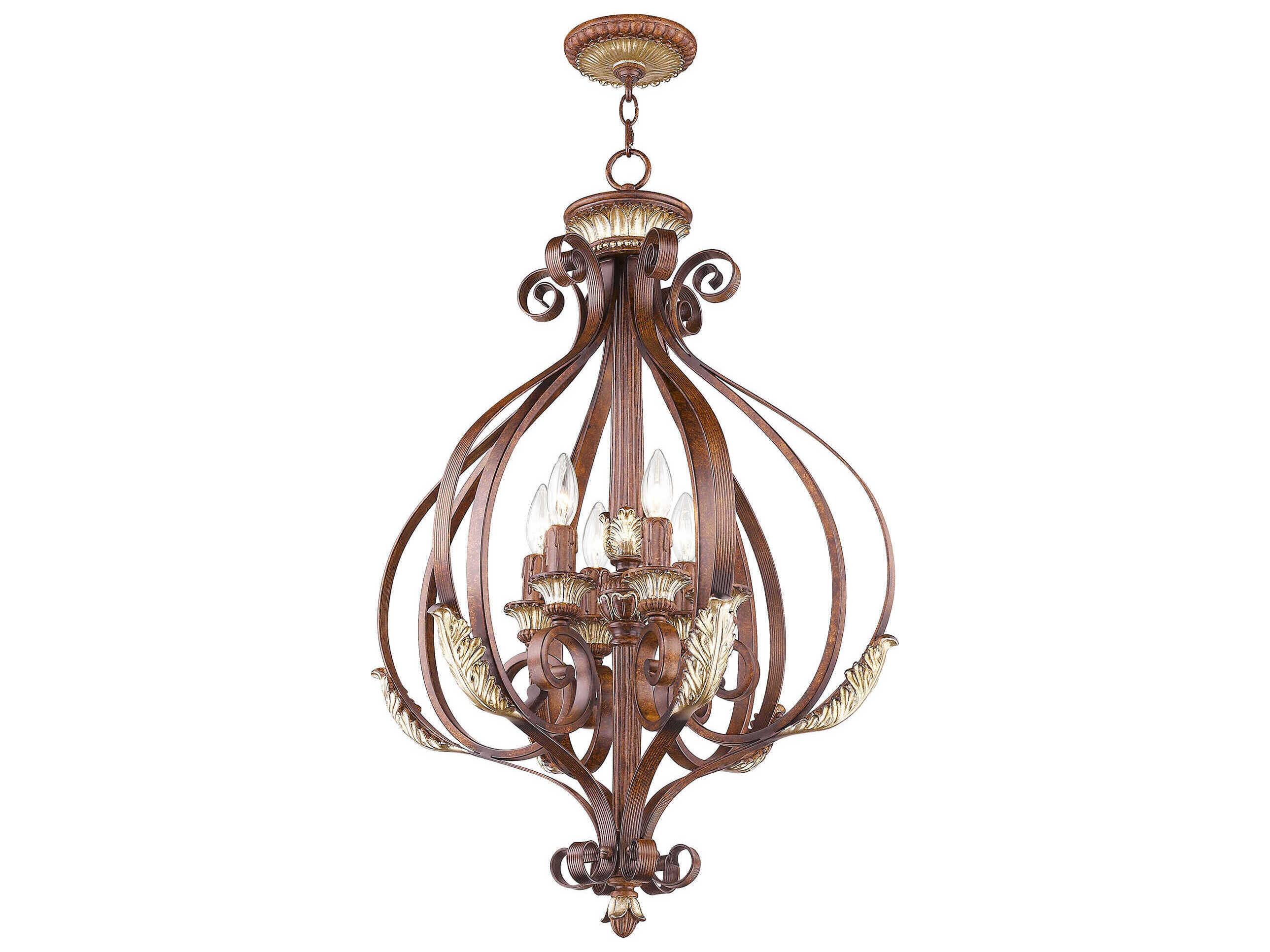 Livex Lighting Villa Verona 6-Light Bronze Aged Gold Leaf Candelabra Chandelier