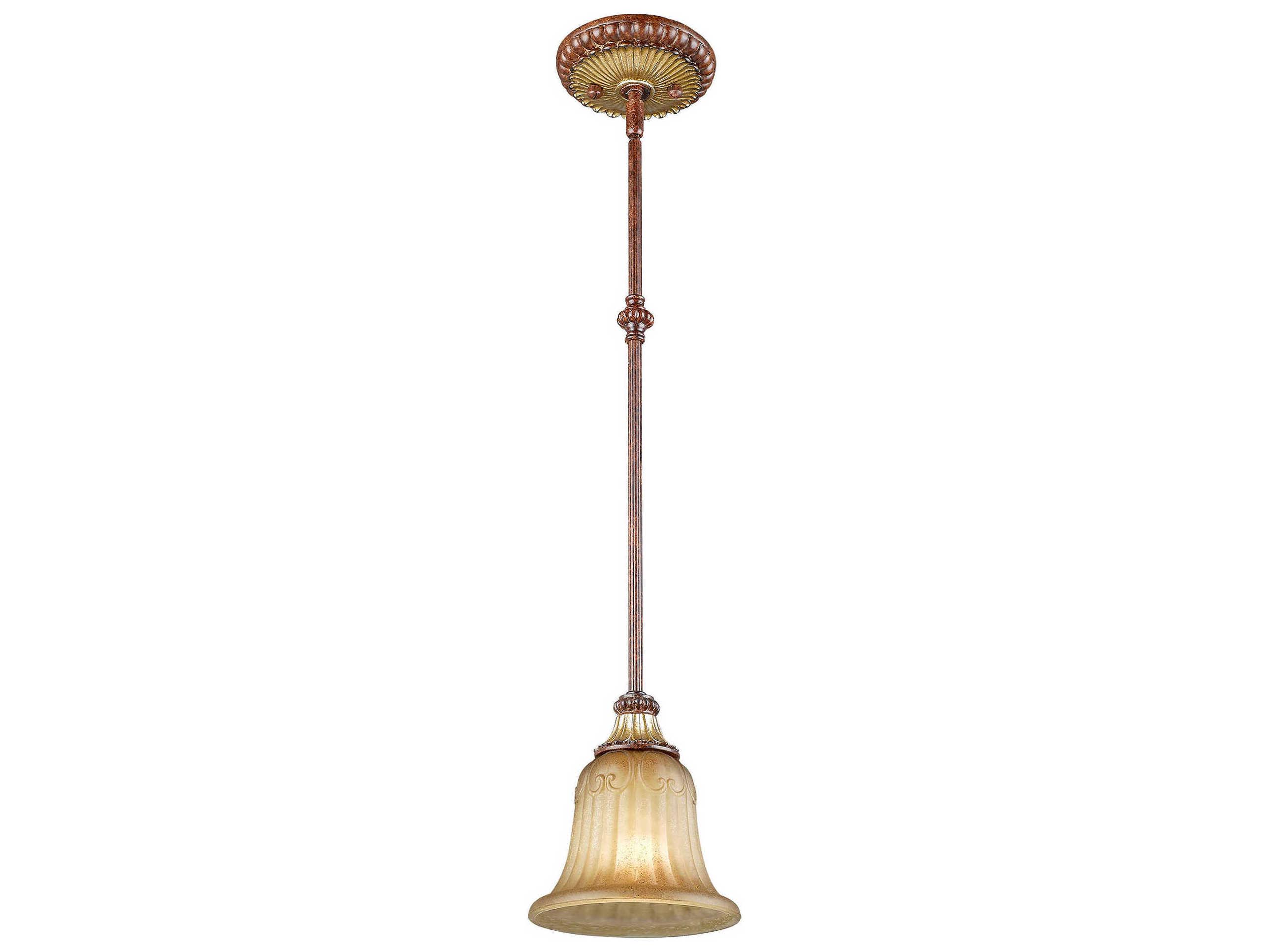 Livex Lighting Villa Verona 1-Light Bronze Aged Gold Leaf Glass Bell Mini Pendant