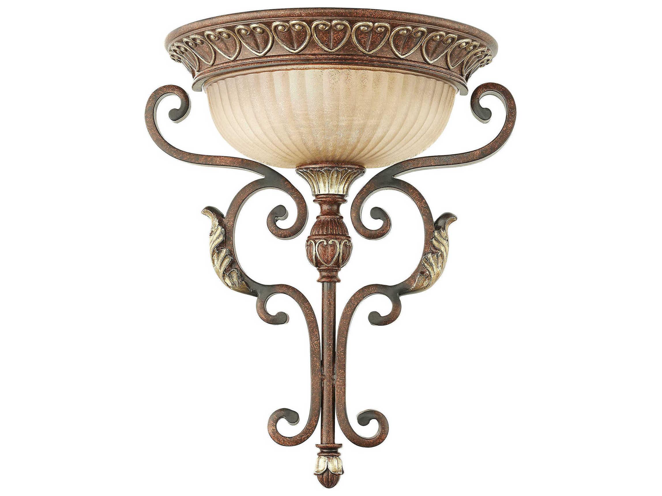 Livex Lighting Villa Verona 1-Light Bronze Aged Gold Leaf Glass Wall Sconce