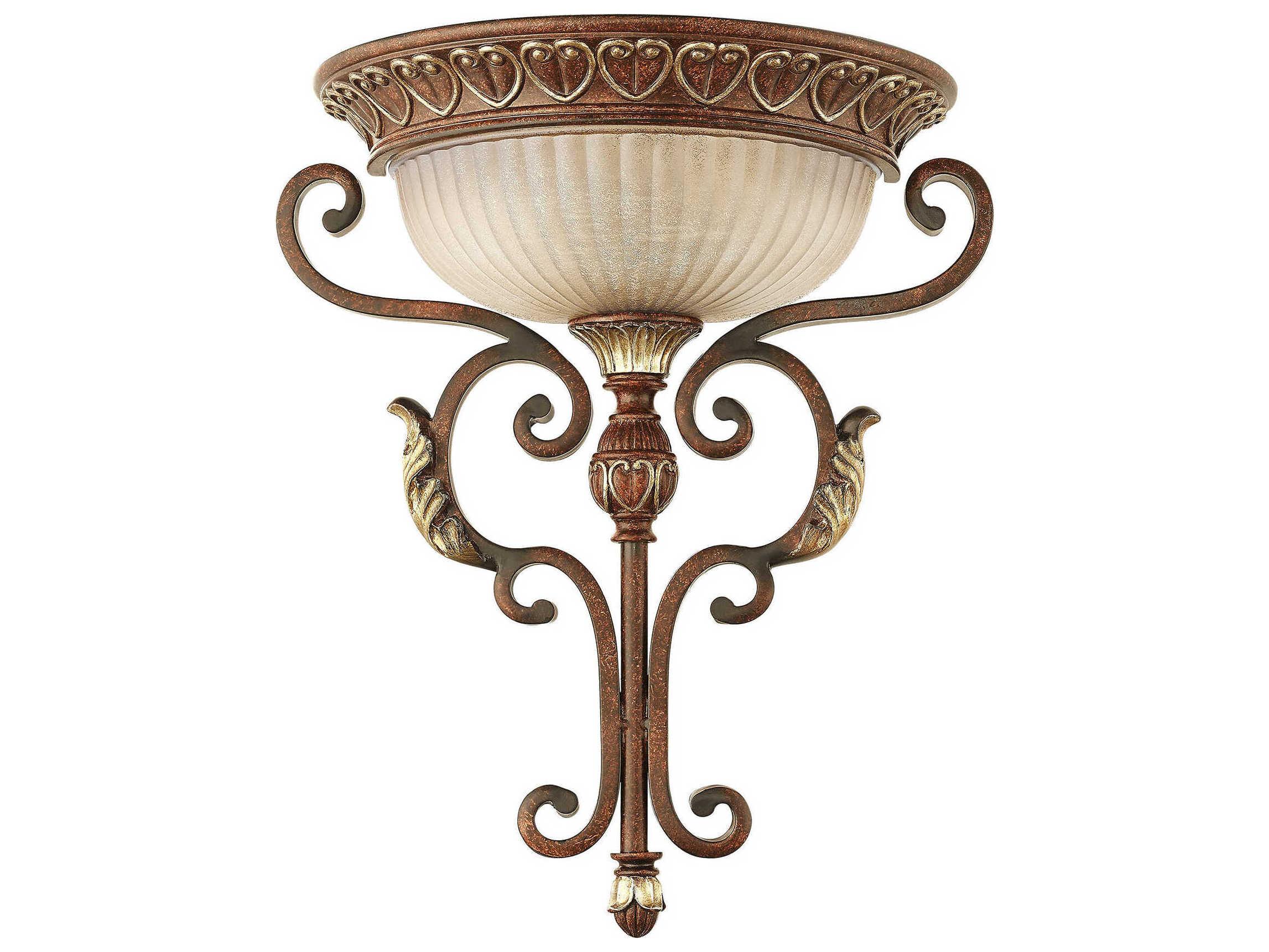 Livex Lighting Villa Verona 1-Light Bronze Aged Gold Leaf Glass Wall Sconce