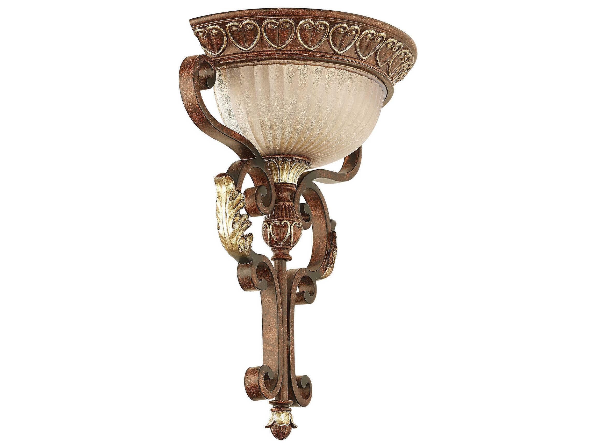 Livex Lighting Villa Verona 1-Light Bronze Aged Gold Leaf Glass Wall Sconce