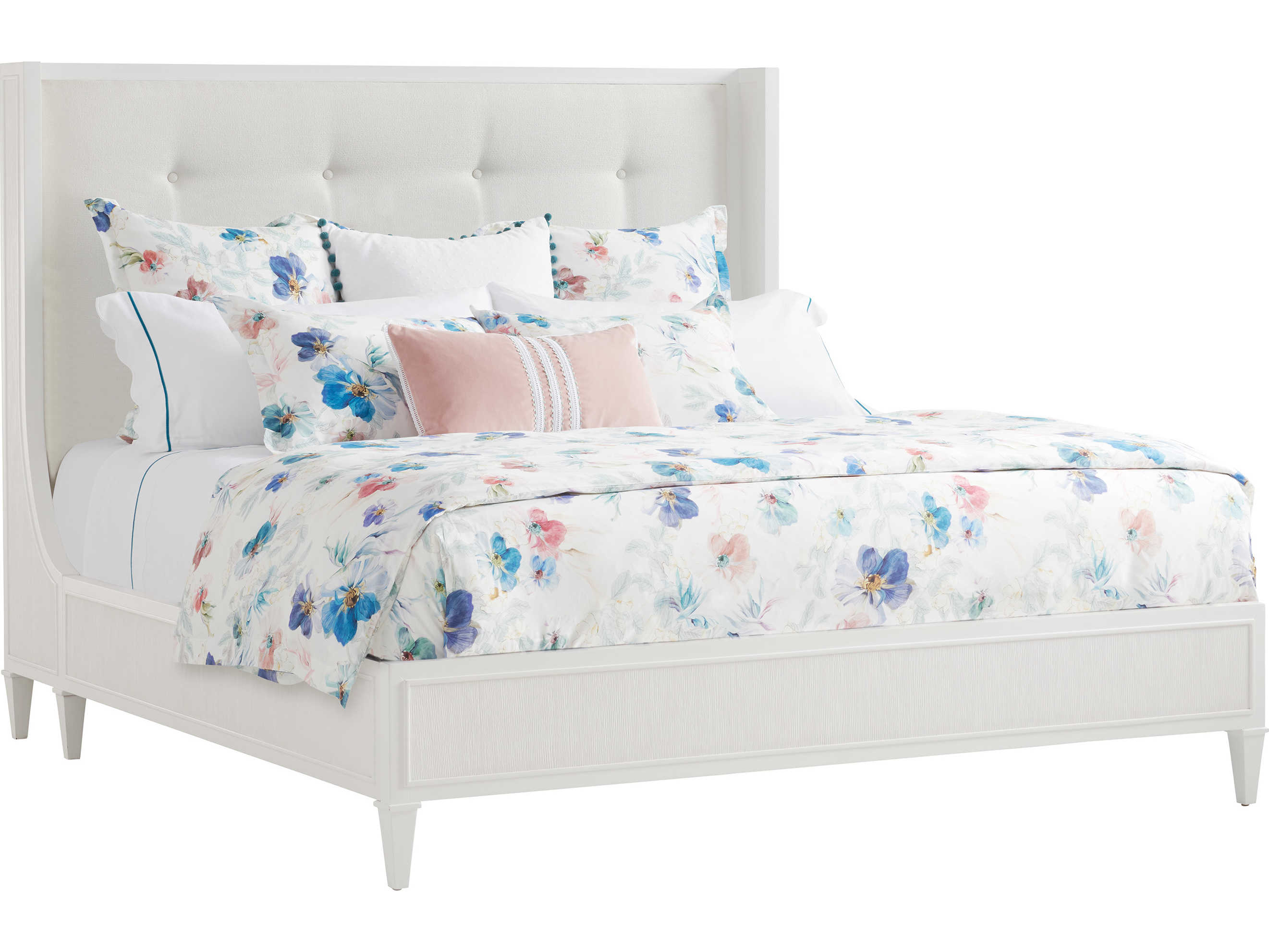 Lexington Avondale White Hardwood Upholstered California King Panel Bed