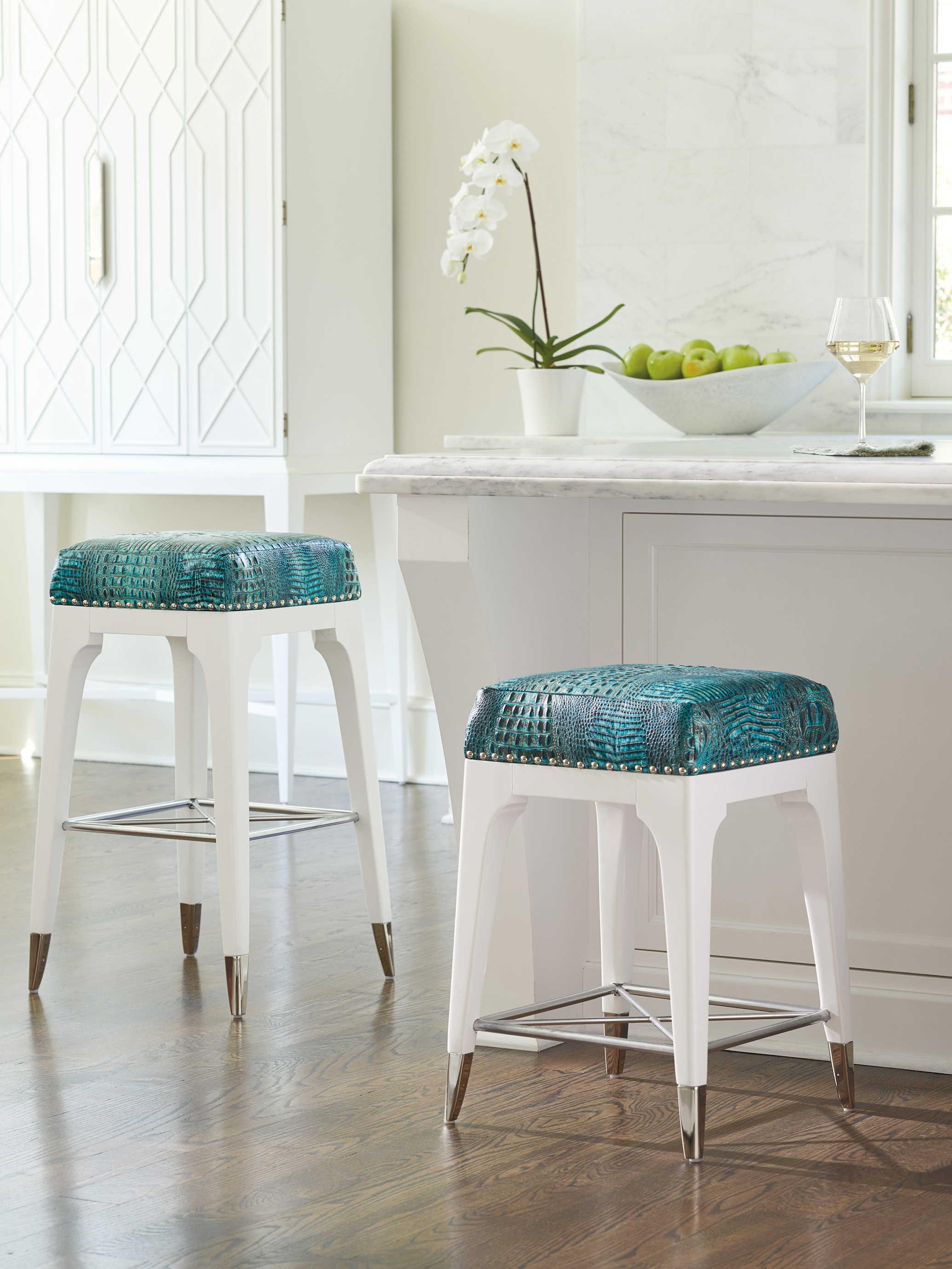 Lexington Avondale Leather Maple Wood Counter Stool