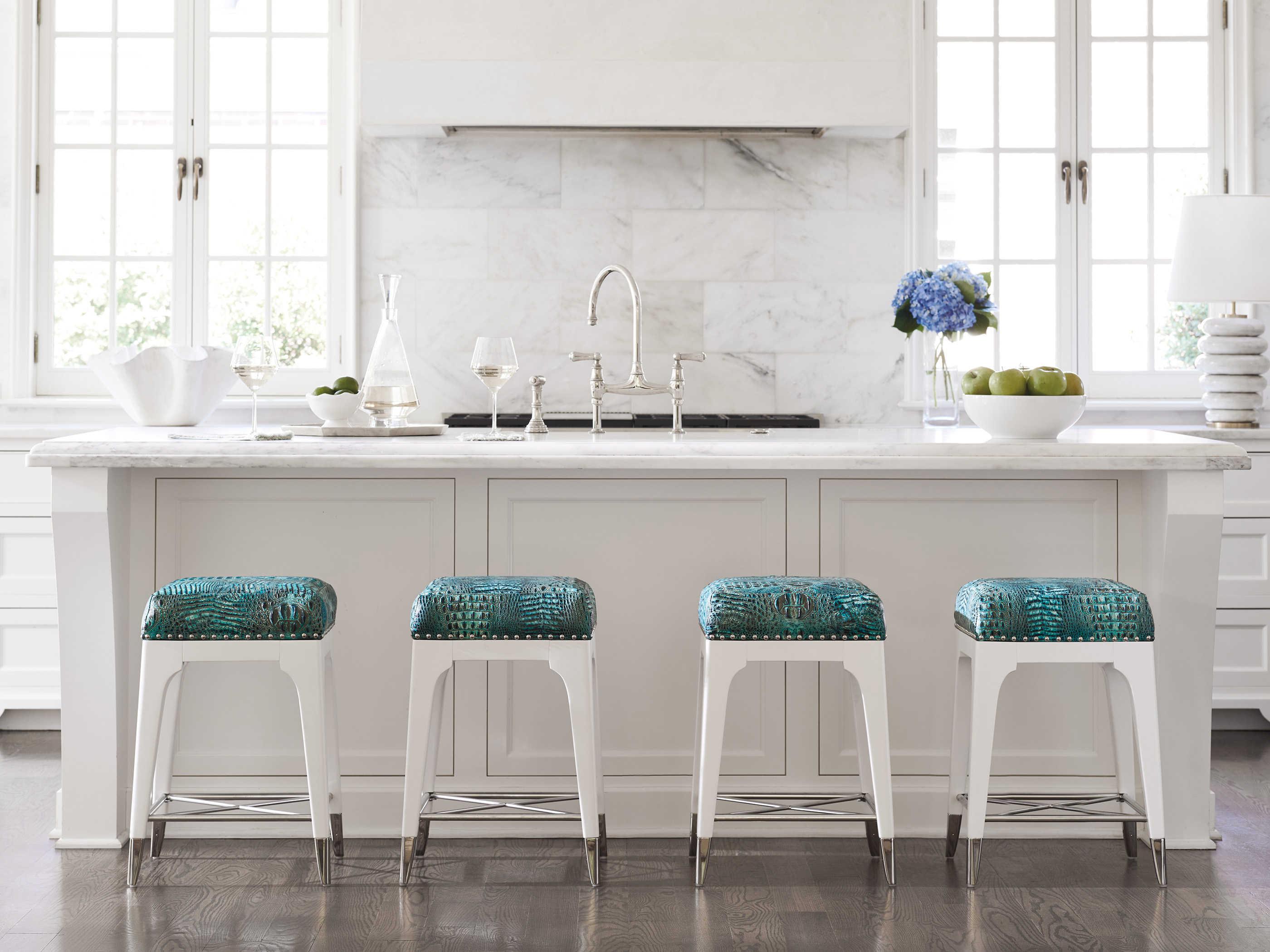 Lexington Avondale Leather Maple Wood Counter Stool