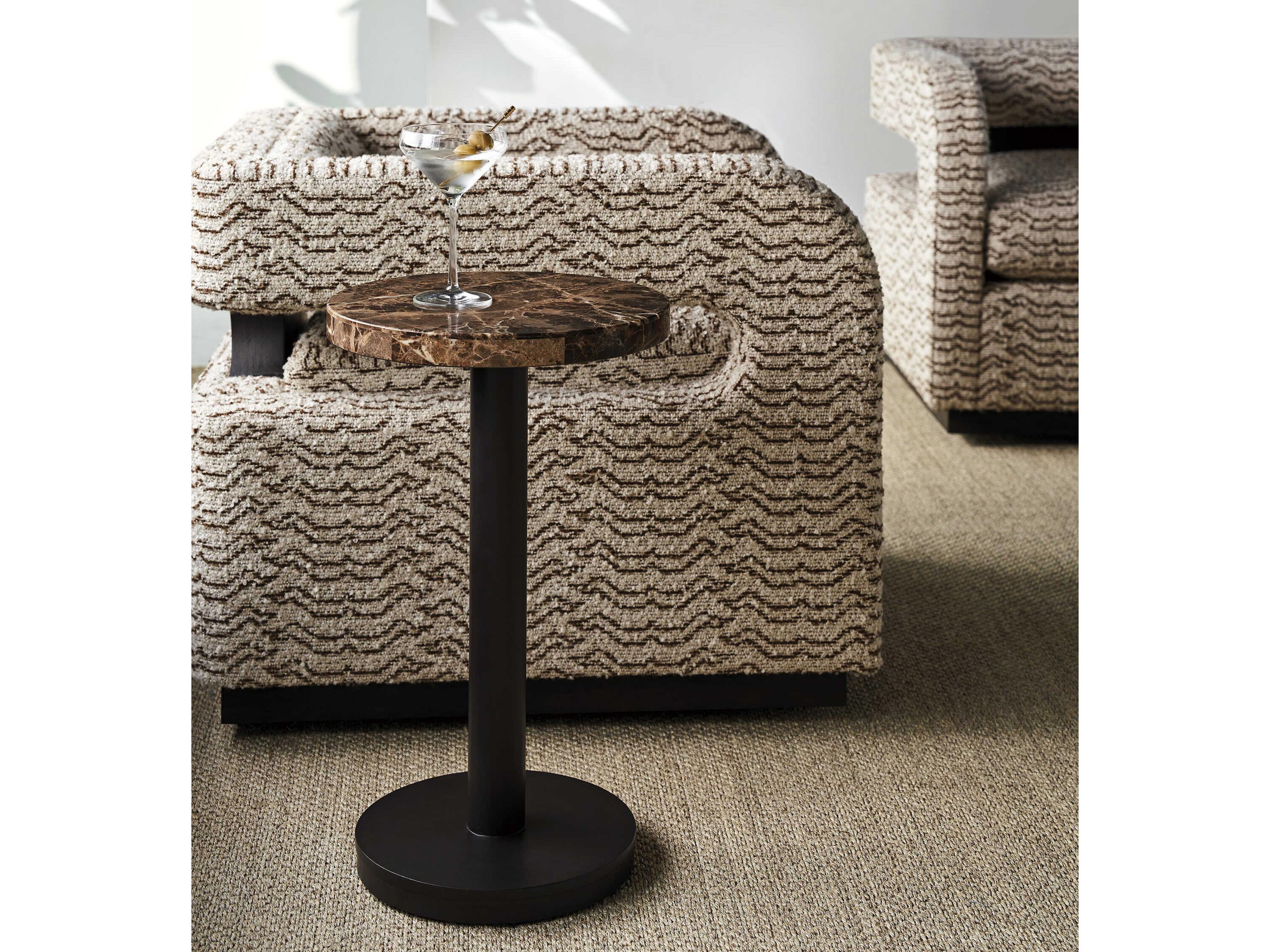 Lexington Zanzibar Round Marble Dark Umber Emperador End Table