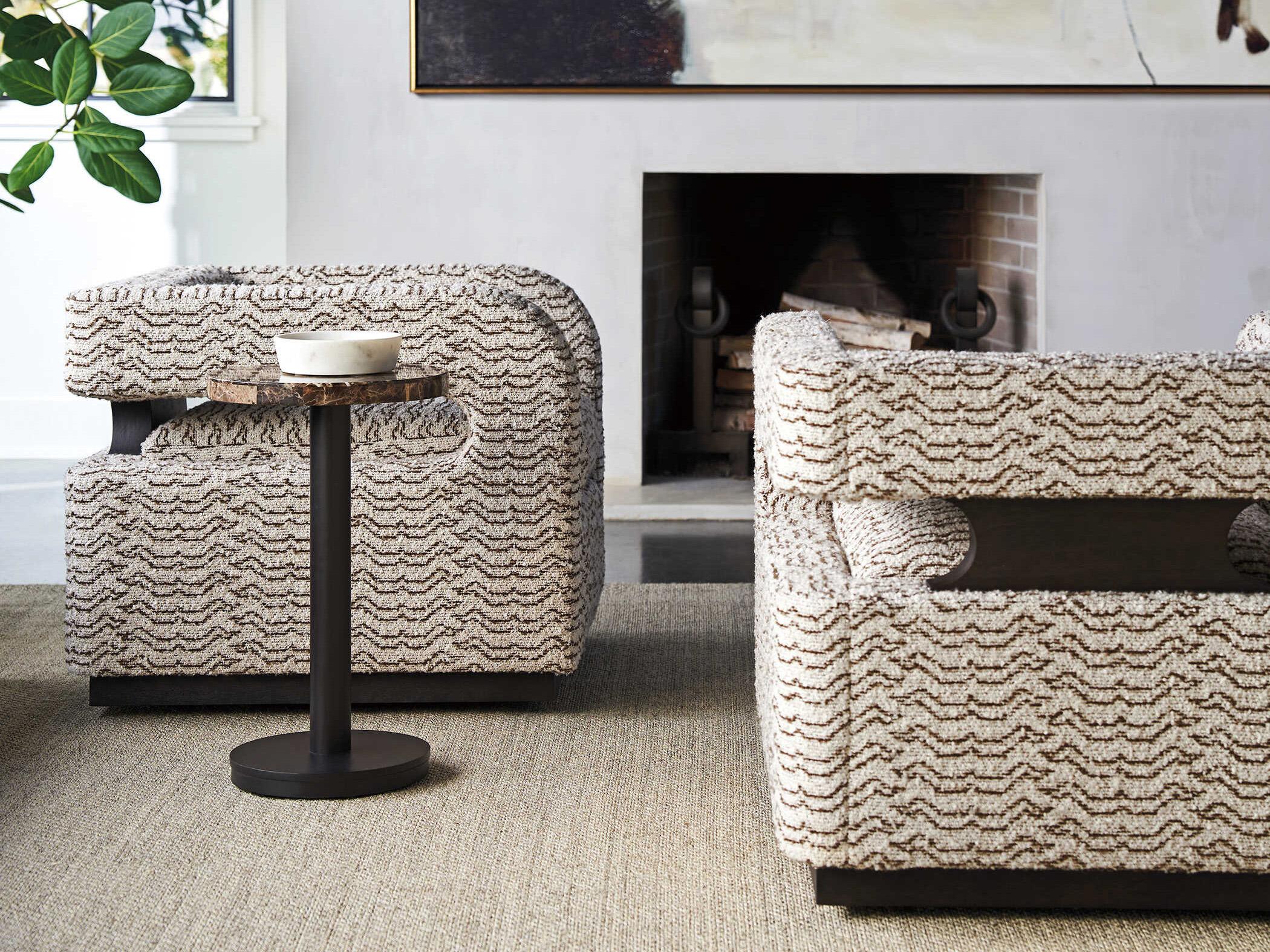 Lexington Zanzibar Round Marble Dark Umber Emperador End Table