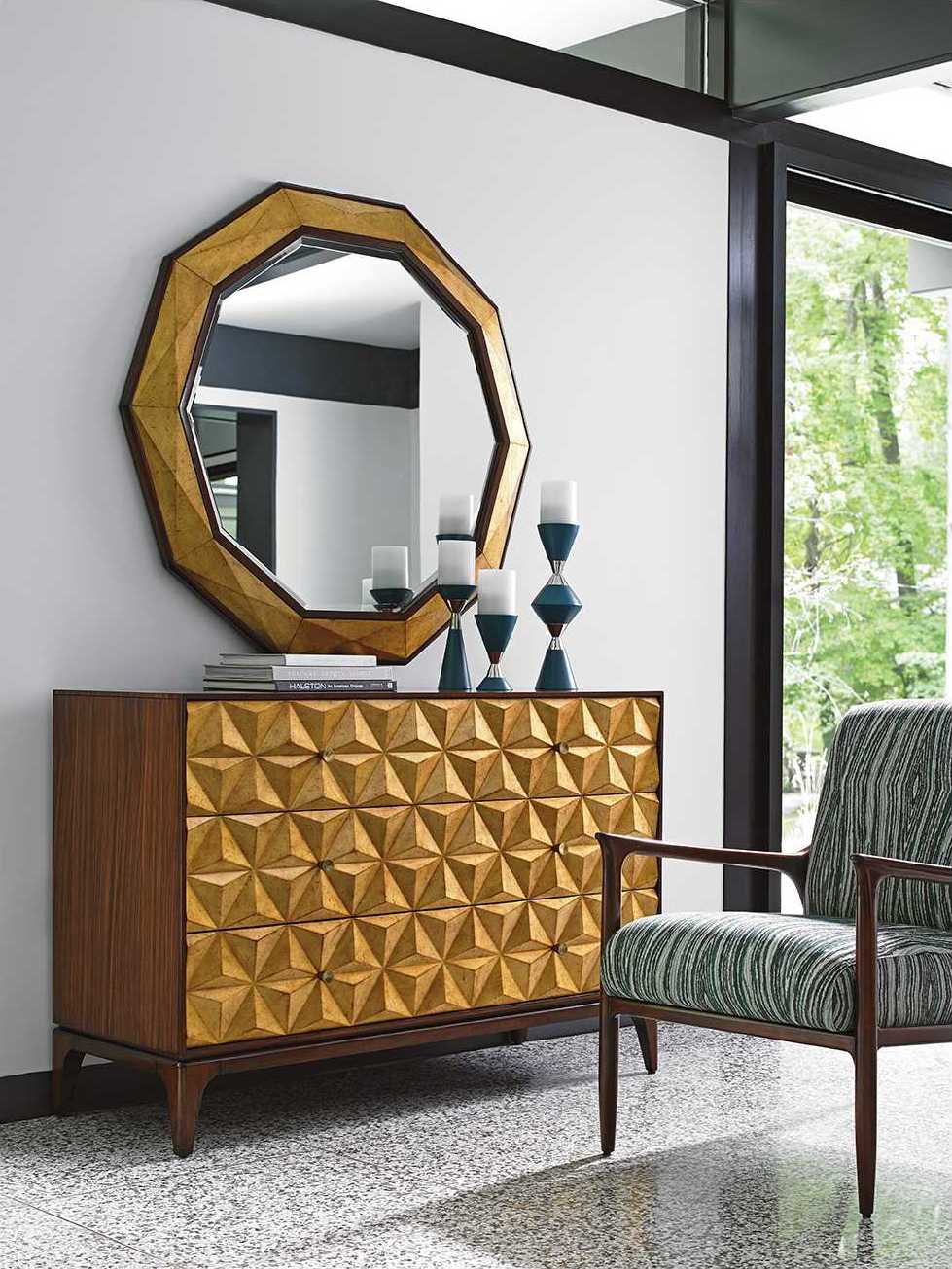 Lexington Take Five Hand Burnished Gold Leaf Wall Mirror