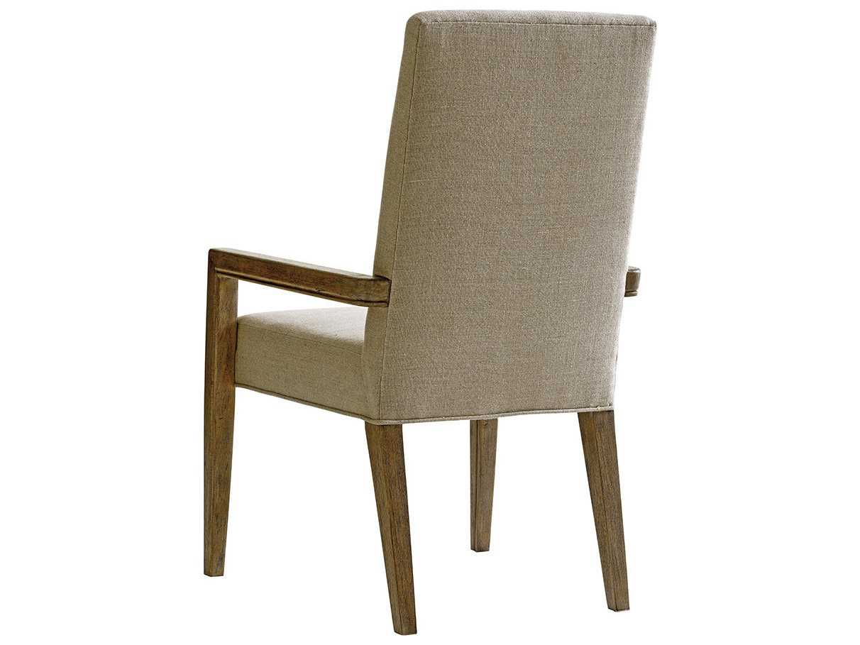 Lexington Shadow Play Solid Wood Beige Upholstered Arm Dining Chair