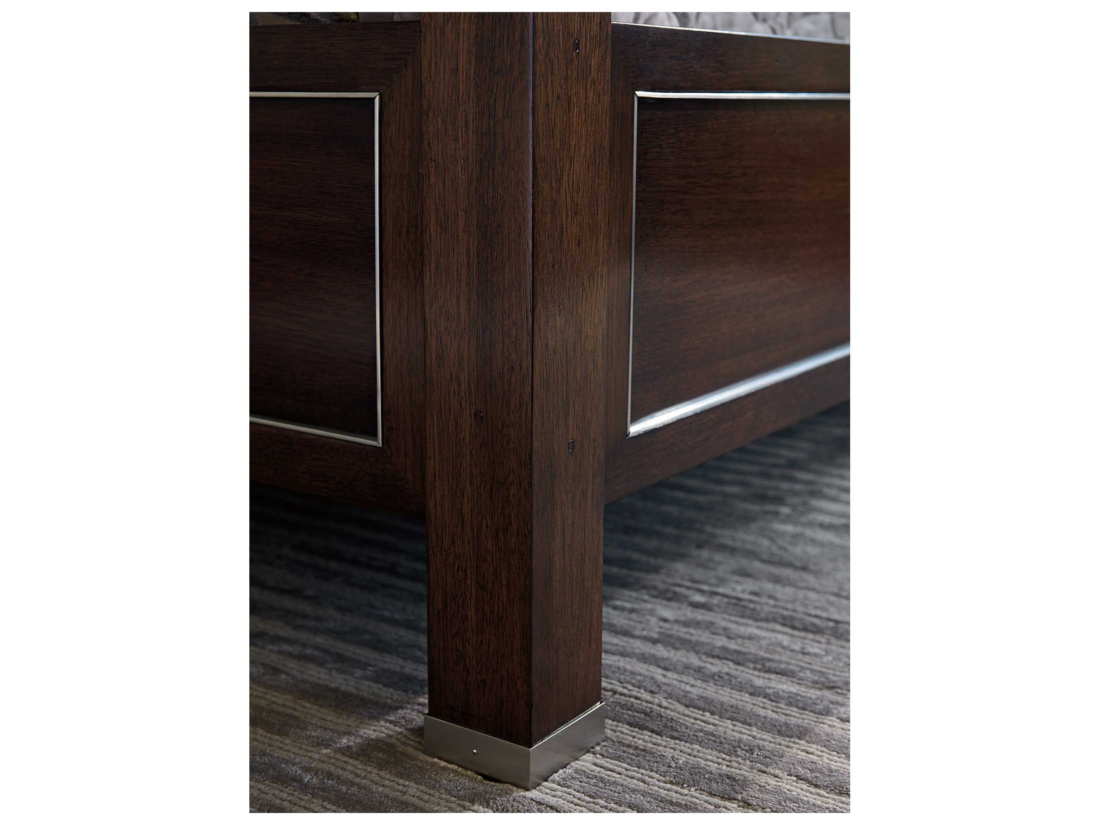 Lexington Macarthur Park Walnut Brown Wood Upholstered California King Poster Bed