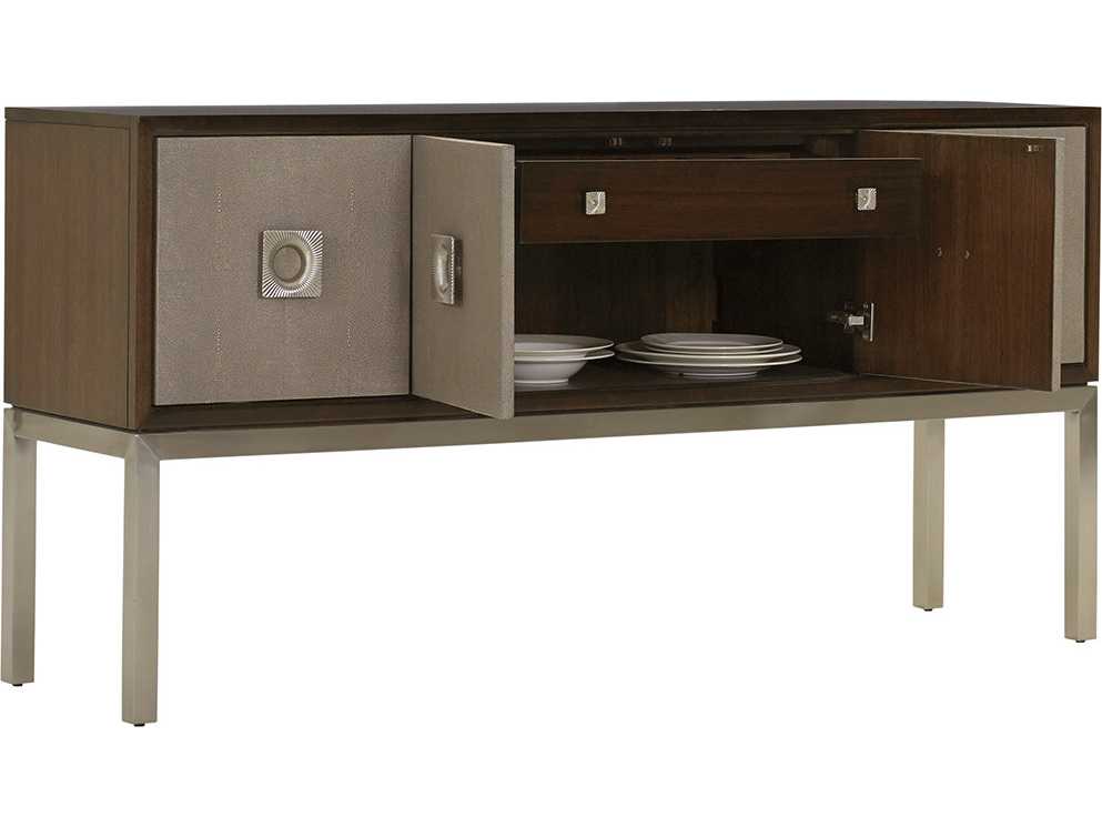 Lexington Macarthur Park 68" Walnut Wood With Taupe Faux Leather Sideboard