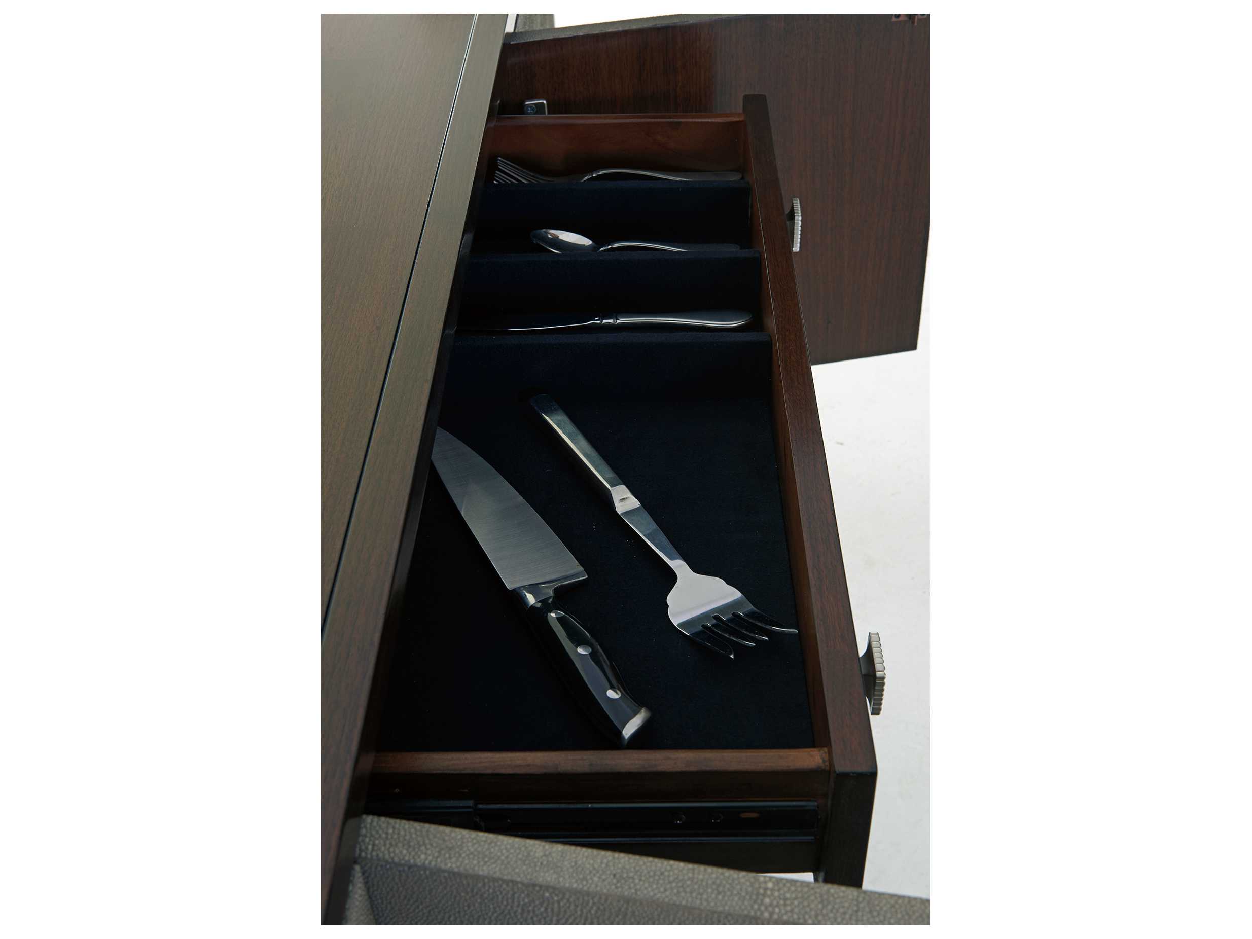 Lexington Macarthur Park 68" Walnut Wood With Taupe Faux Leather Sideboard