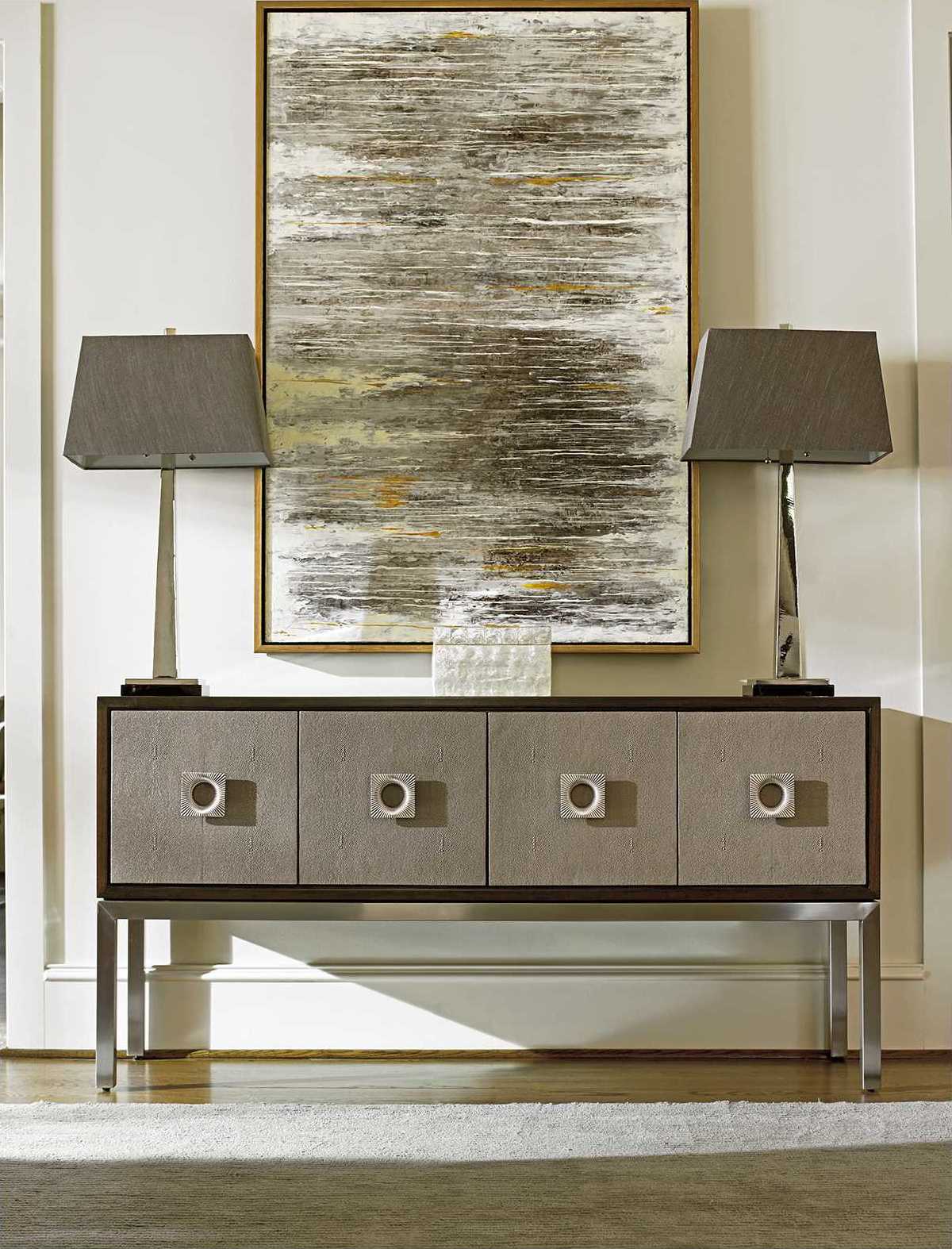 Lexington Macarthur Park 68" Walnut Wood With Taupe Faux Leather Sideboard