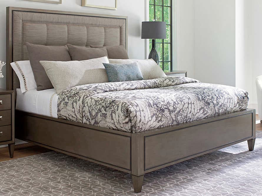 Lexington Ariana Gray Platinum Brown Hardwood Upholstered Queen Panel Bed
