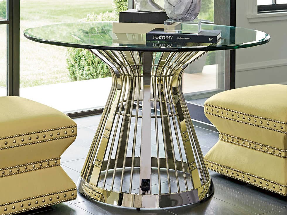 Lexington Ariana Round Glass Platinum Dining Table