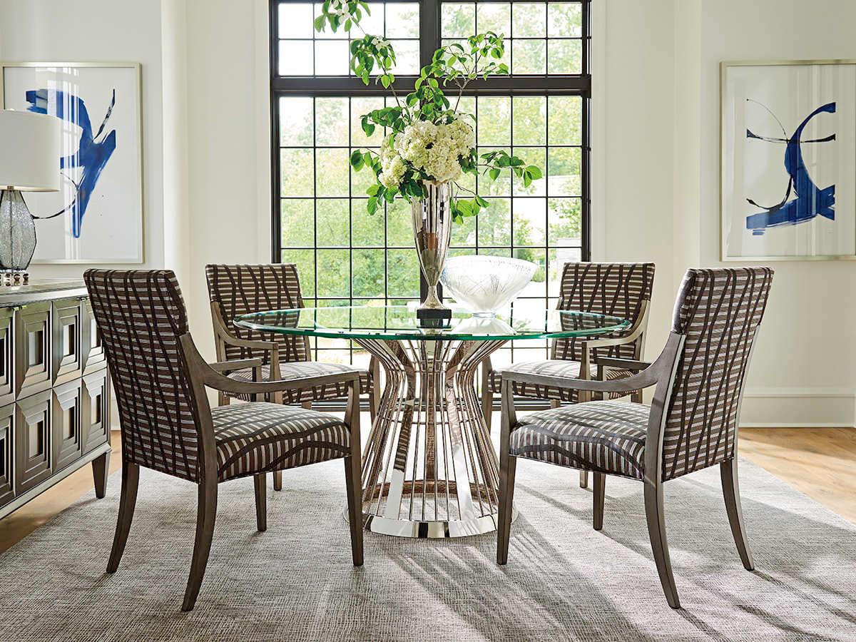 Lexington Ariana Round Glass Platinum Dining Table
