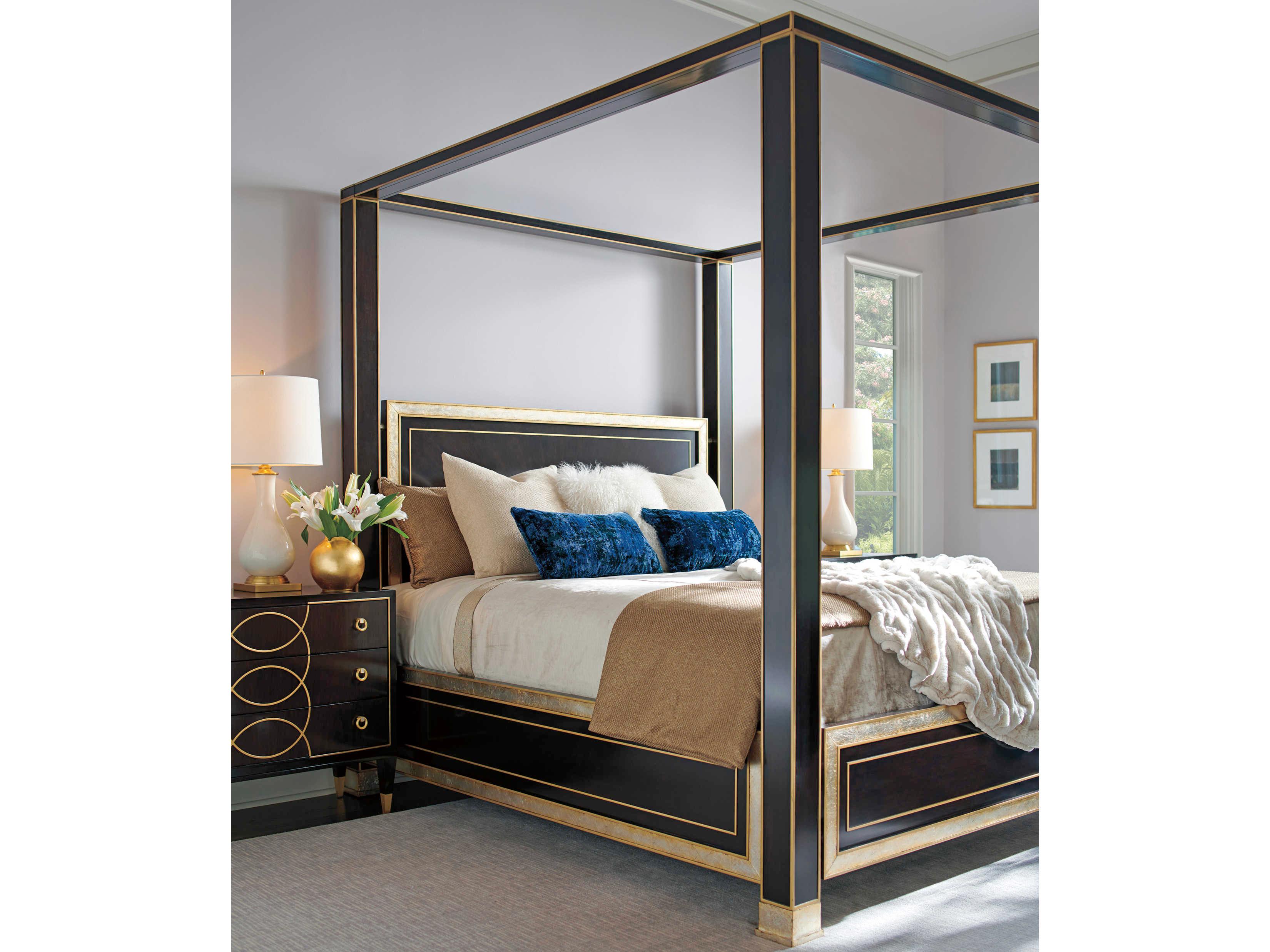 Lexington Carlyle Walnut Brown Wood California King Four Poster Bed