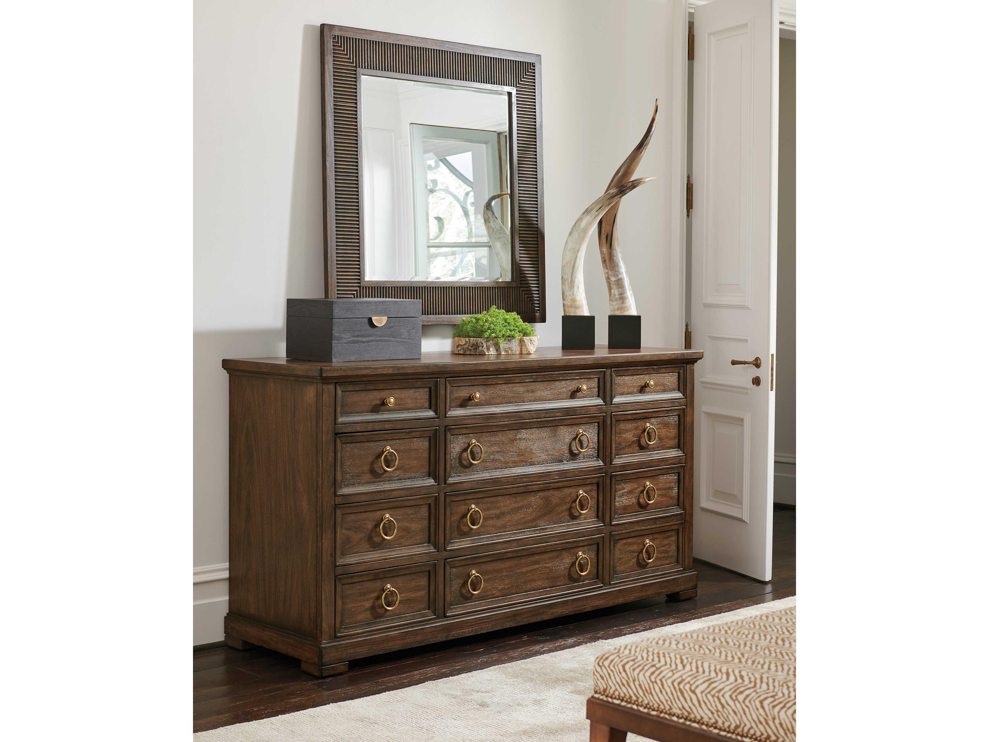 Lexington Silverado Walnut Square Wall Mirror