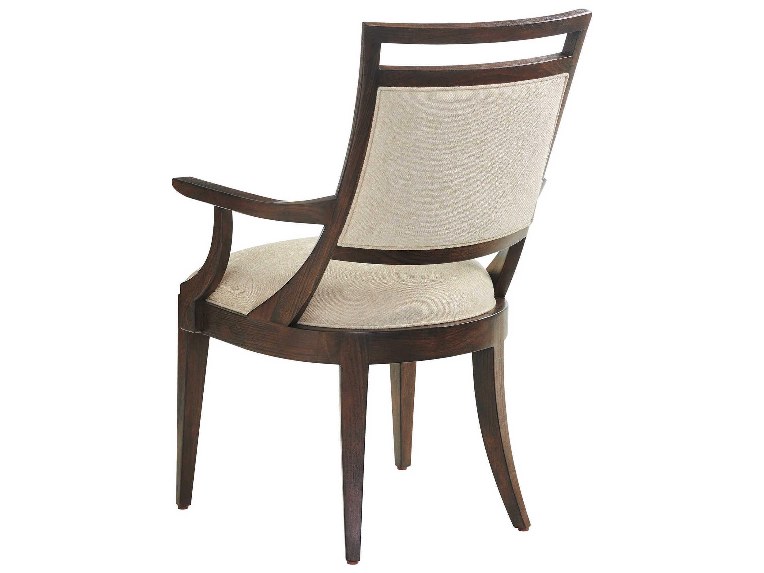 Lexington Silverado Walnut Wood Brown Upholstered Arm Dining Chair