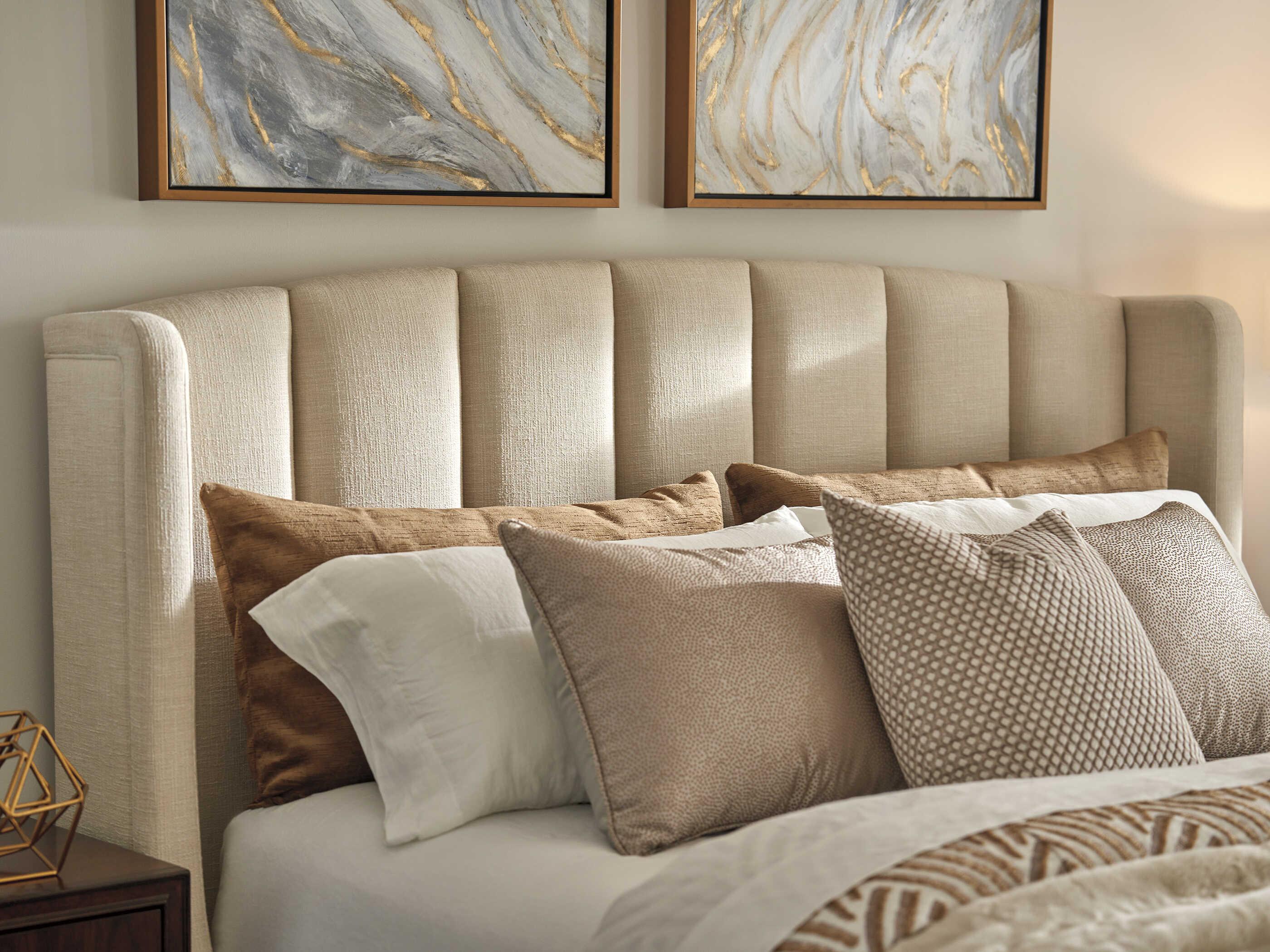 Lexington Rendezvous Savoy Beige Upholstered King Panel Bed